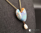 Abstract Blue Polymer Clay Pendant Necklace - Pearl Moon Creations