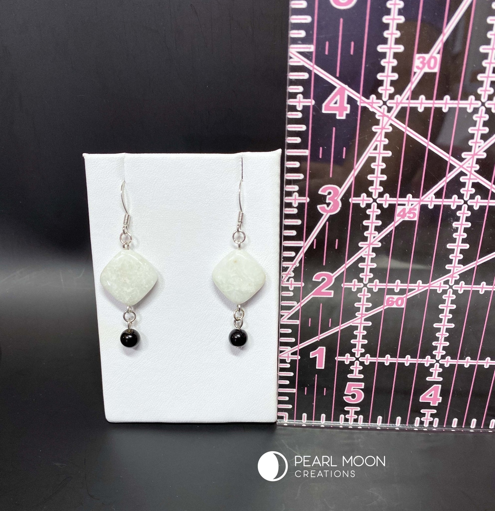 Amazonite Dangle Earrings - Pearl Moon Creations