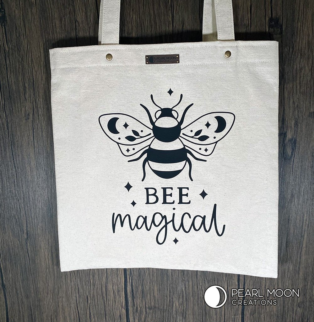 Bee Magical Cotton Canvas Tote - Pearl Moon Creations