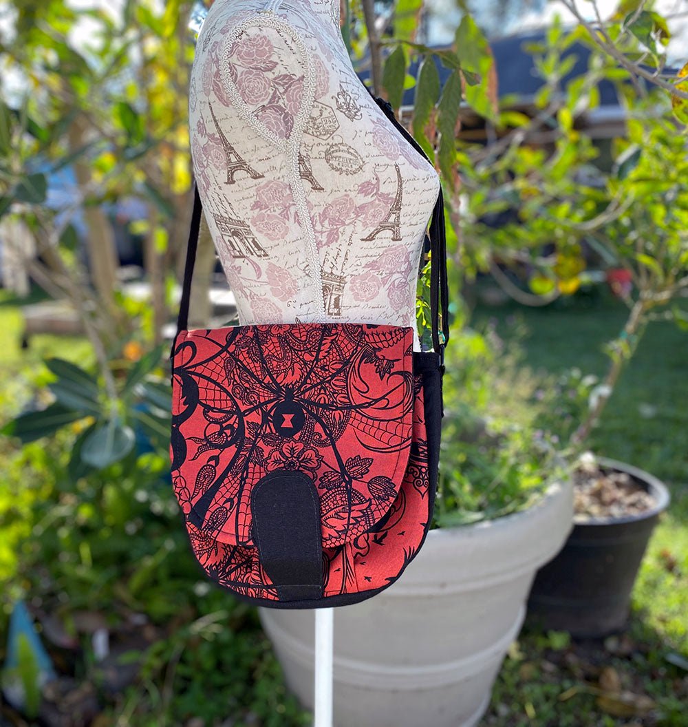 Black Widow Sandra Saddle Bag - Crossbody - Pearl Moon Creations