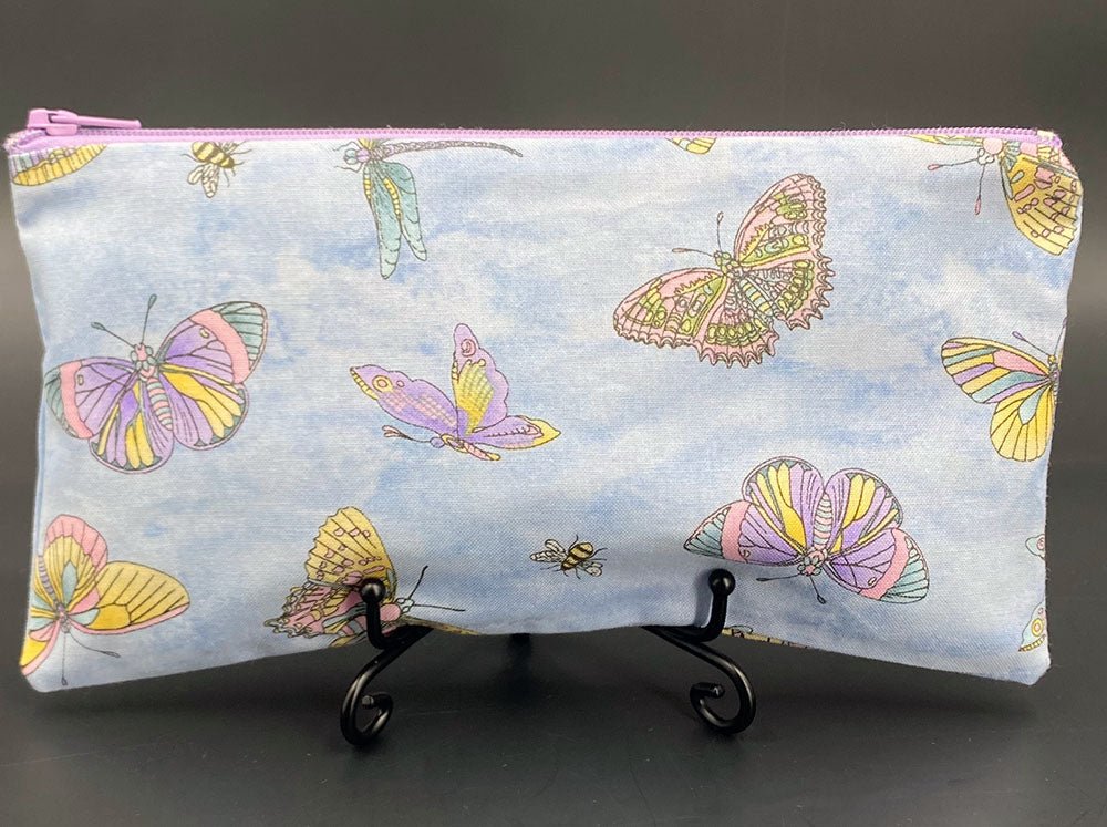 Blue Butterfly Zipper Pouch - Pearl Moon Creations