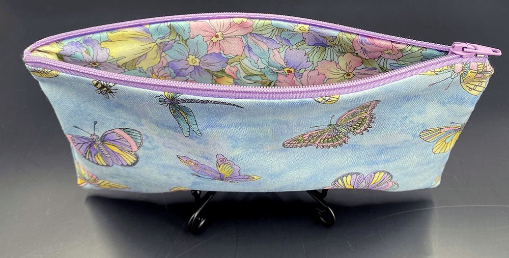 Blue Butterfly Zipper Pouch - Pearl Moon Creations