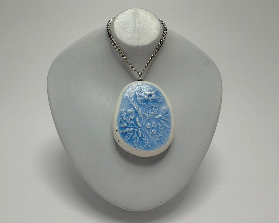 Blue Lacey Wildflower Pendant Necklace - Pearl Moon Creations