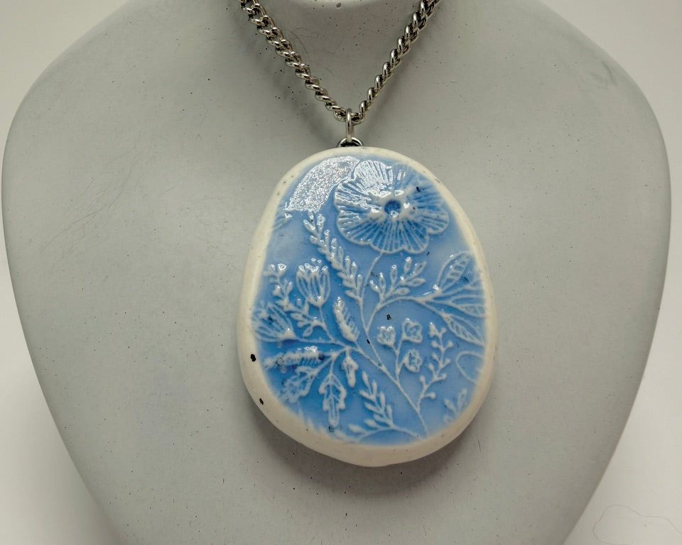 Blue Lacey Wildflower Pendant Necklace - Pearl Moon Creations