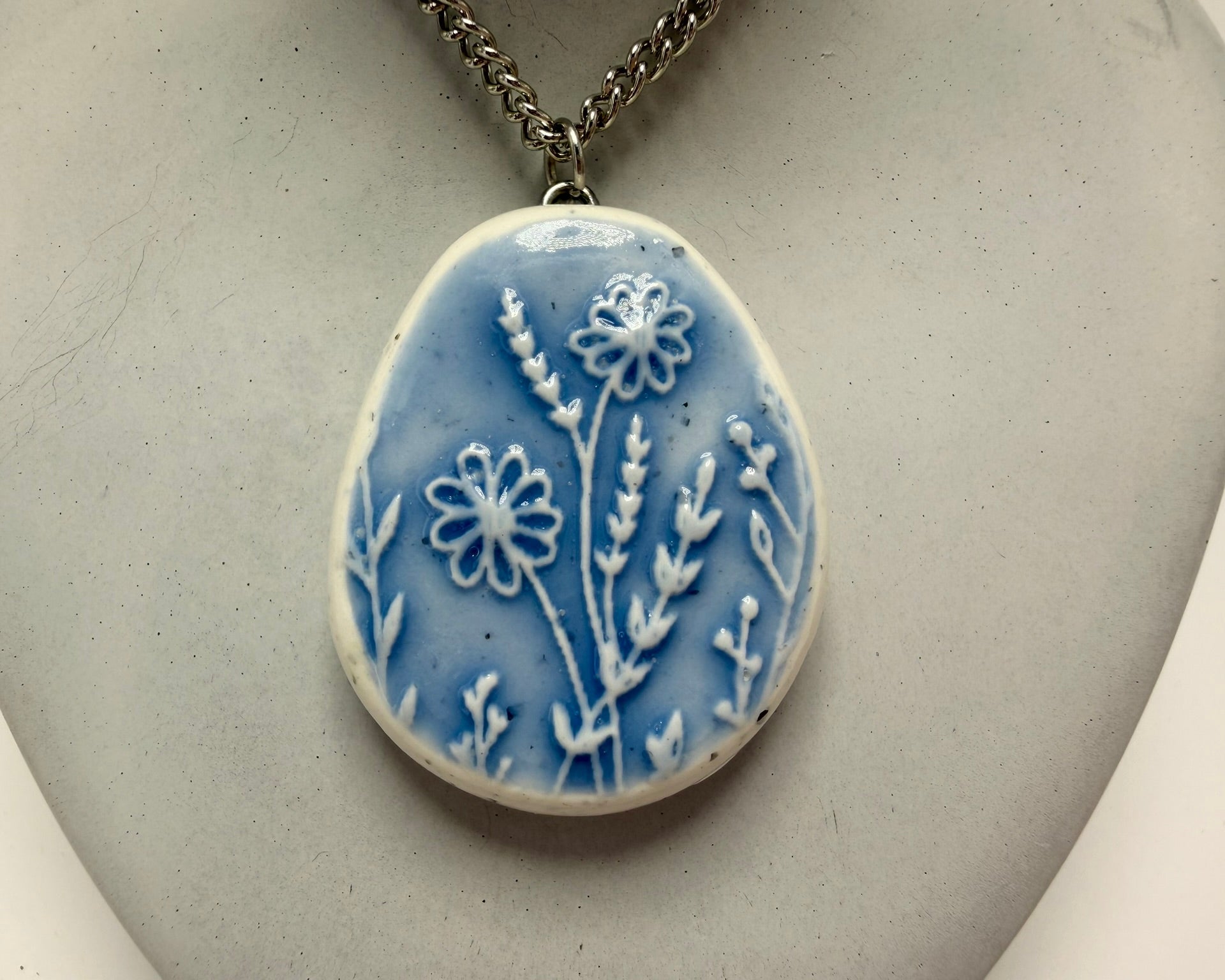 Blue Wildflower Pendant Necklace - Pearl Moon Creations