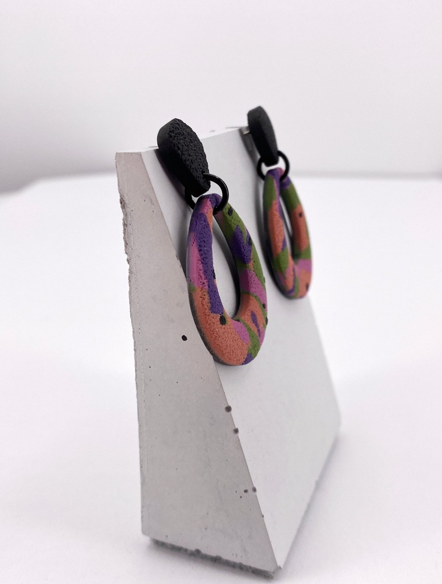 Bohemian Echo 3 Teardrop on Shield Stud - Pearl Moon Creations