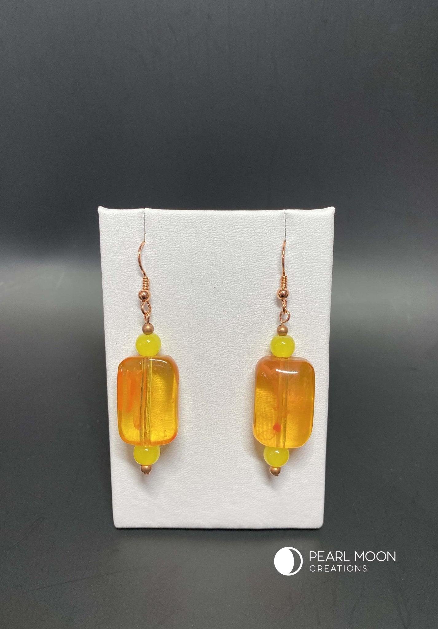 Chunky Orange and Yellow Earrings - Pearl Moon Creations
