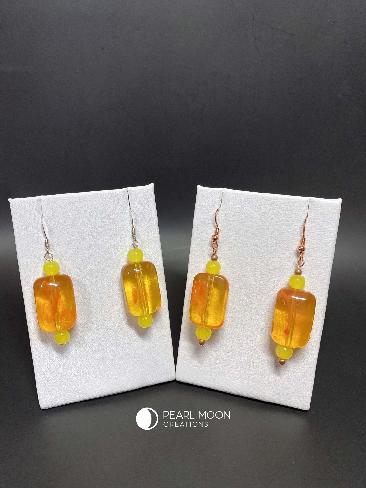 Chunky Orange and Yellow Earrings - Pearl Moon Creations