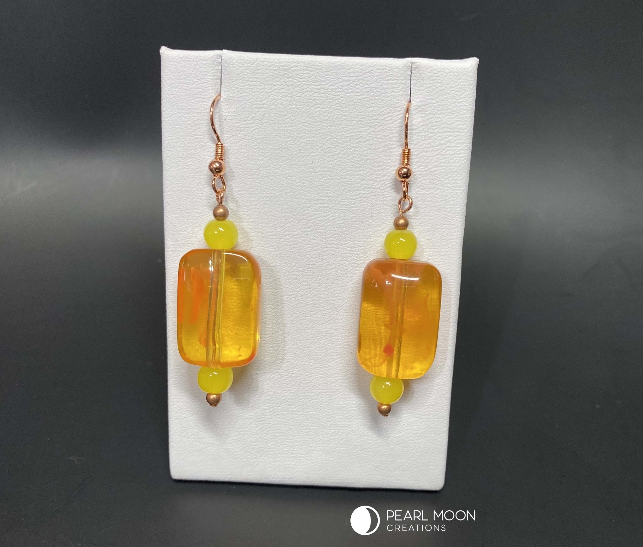 Chunky Orange and Yellow Earrings - Pearl Moon Creations