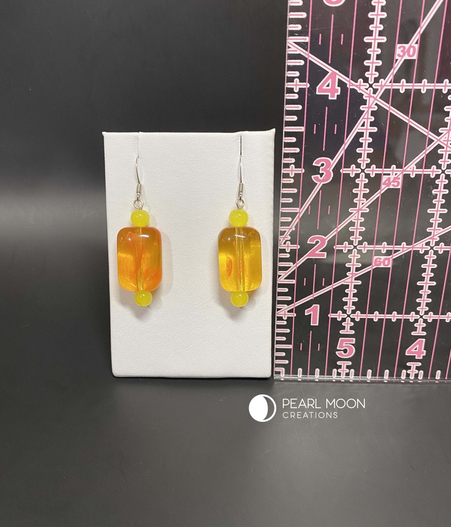 Chunky Orange and Yellow Earrings - Pearl Moon Creations