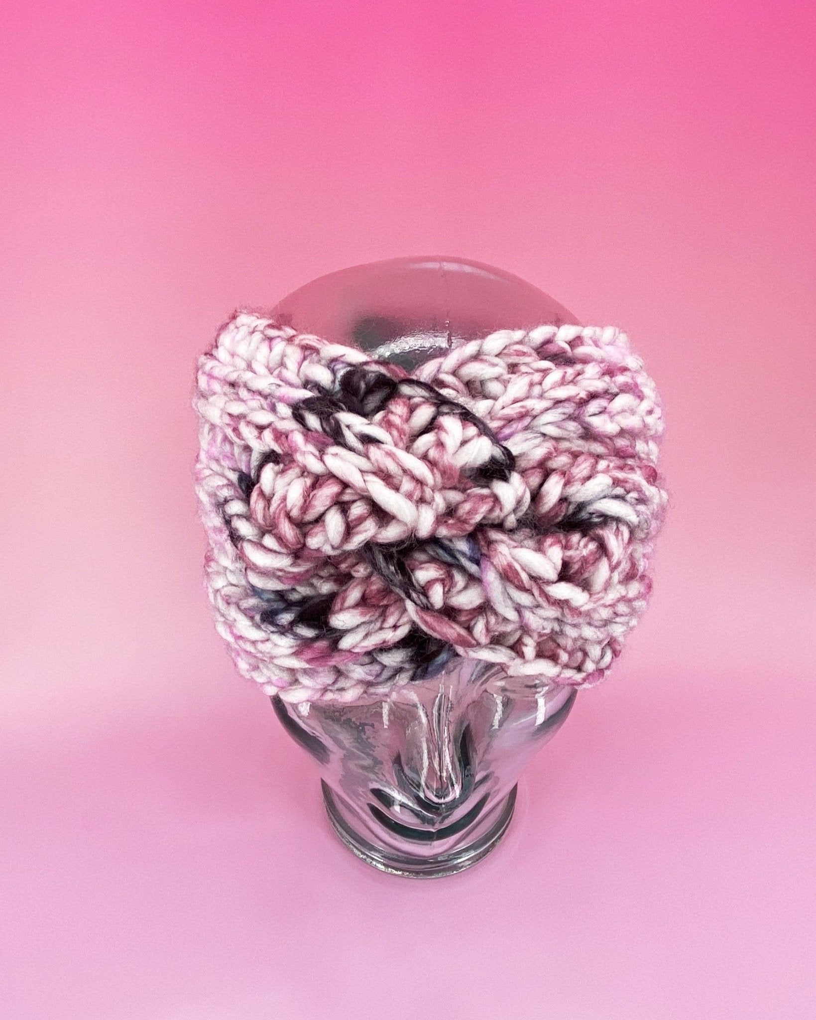 Chunky Pink Ear Warmer - Pearl Moon Creations