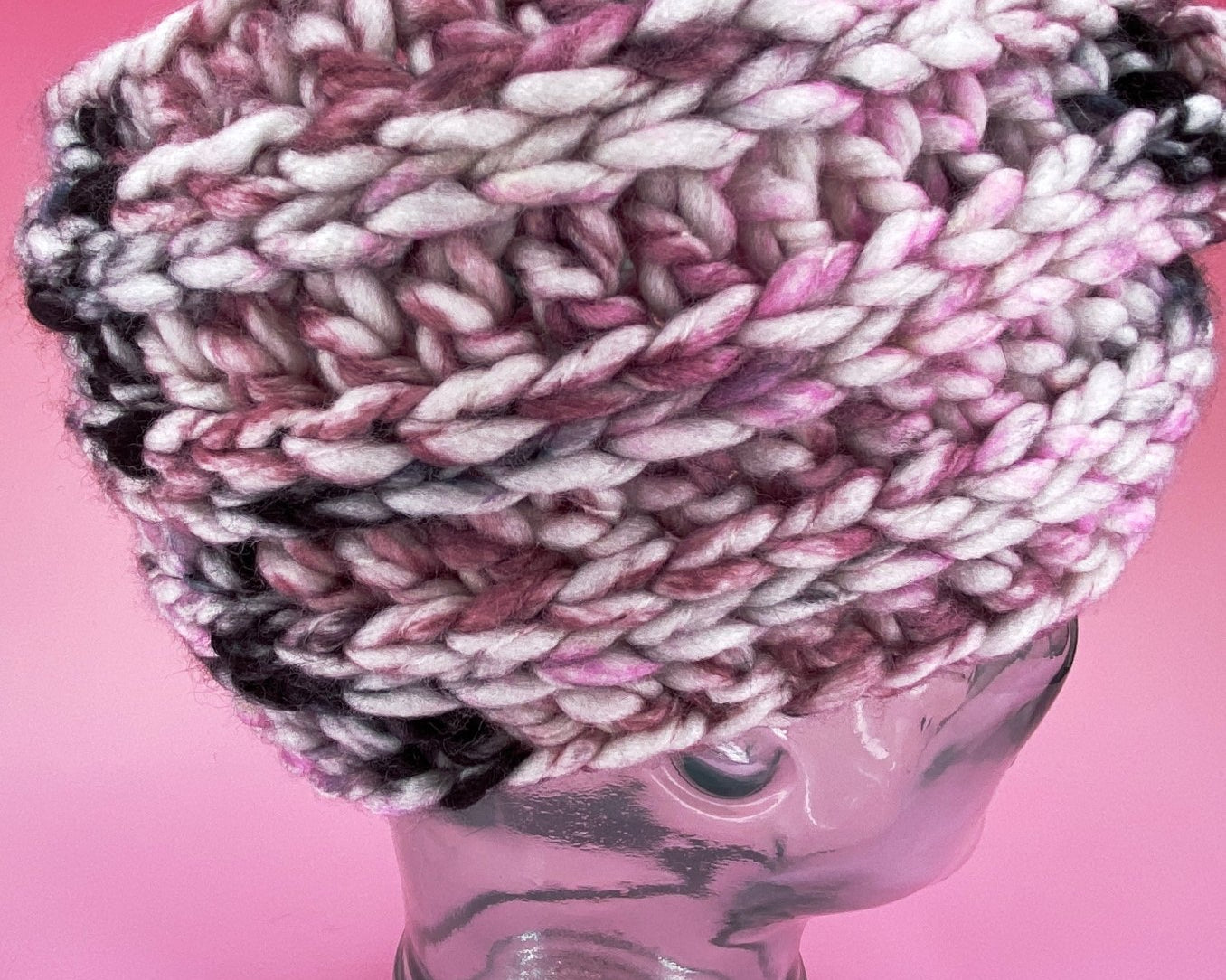 Chunky Pink Ear Warmer - Pearl Moon Creations