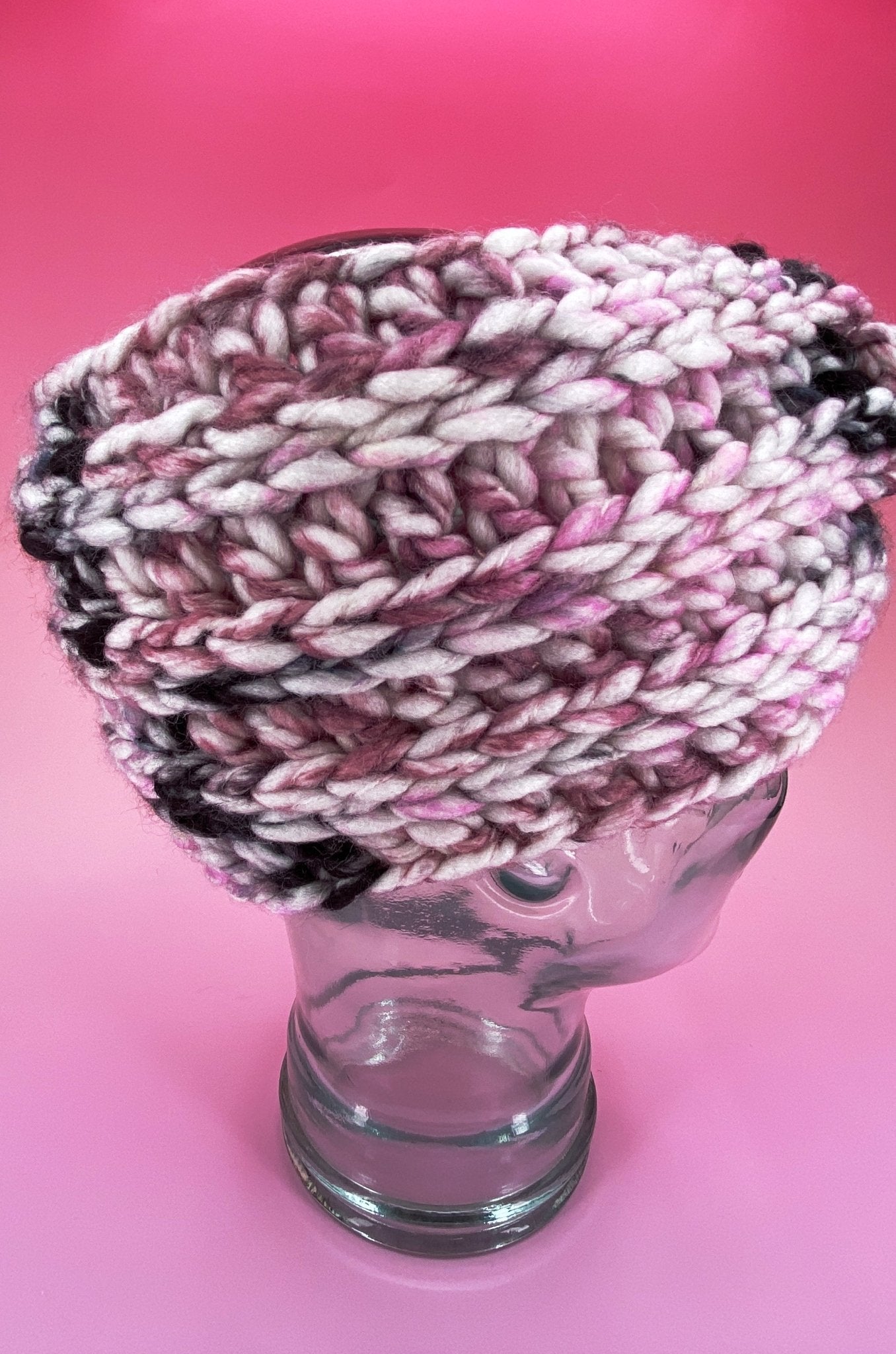 Chunky Pink Ear Warmer - Pearl Moon Creations