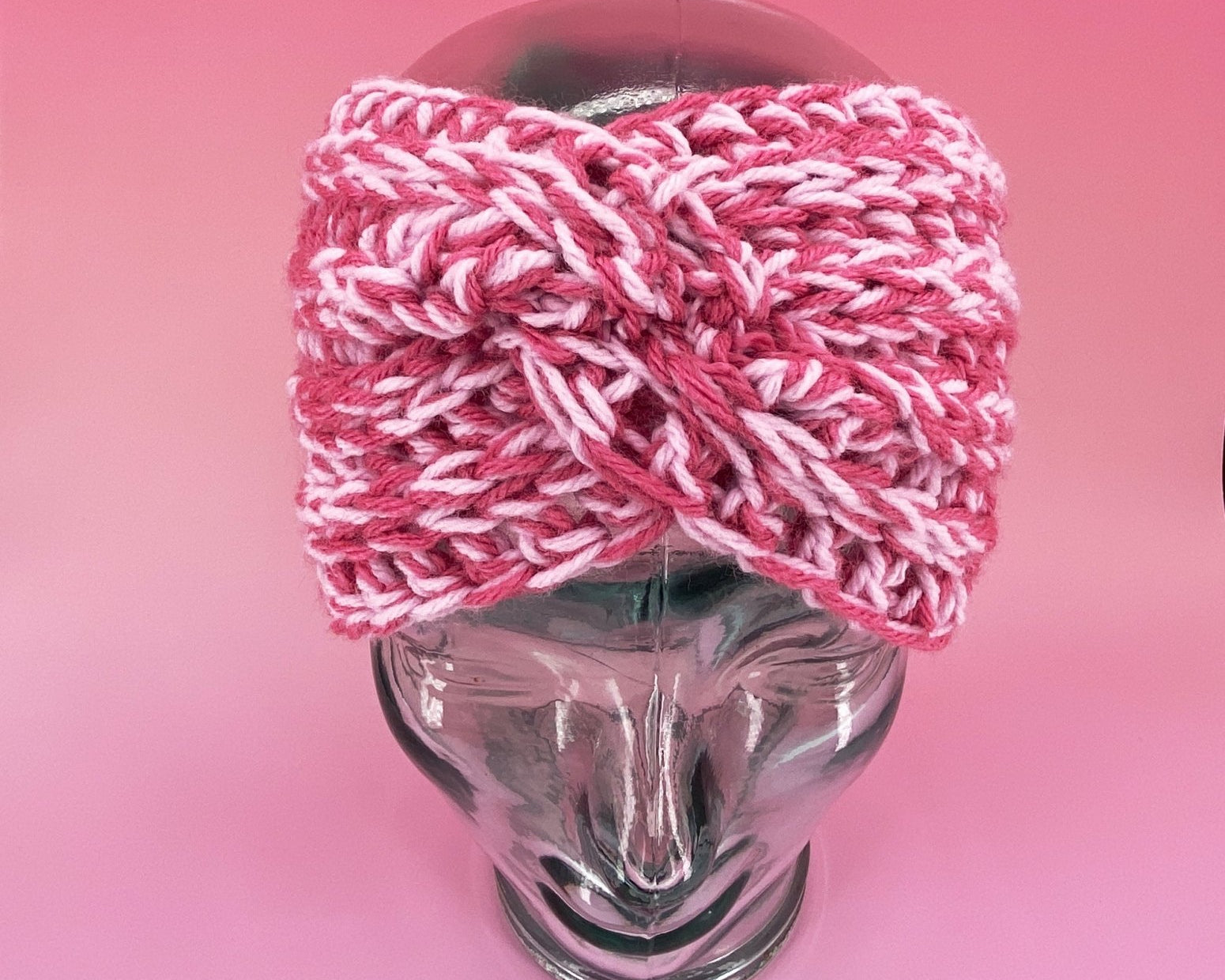 Chunky Pink Ear Warmer - Pearl Moon Creations