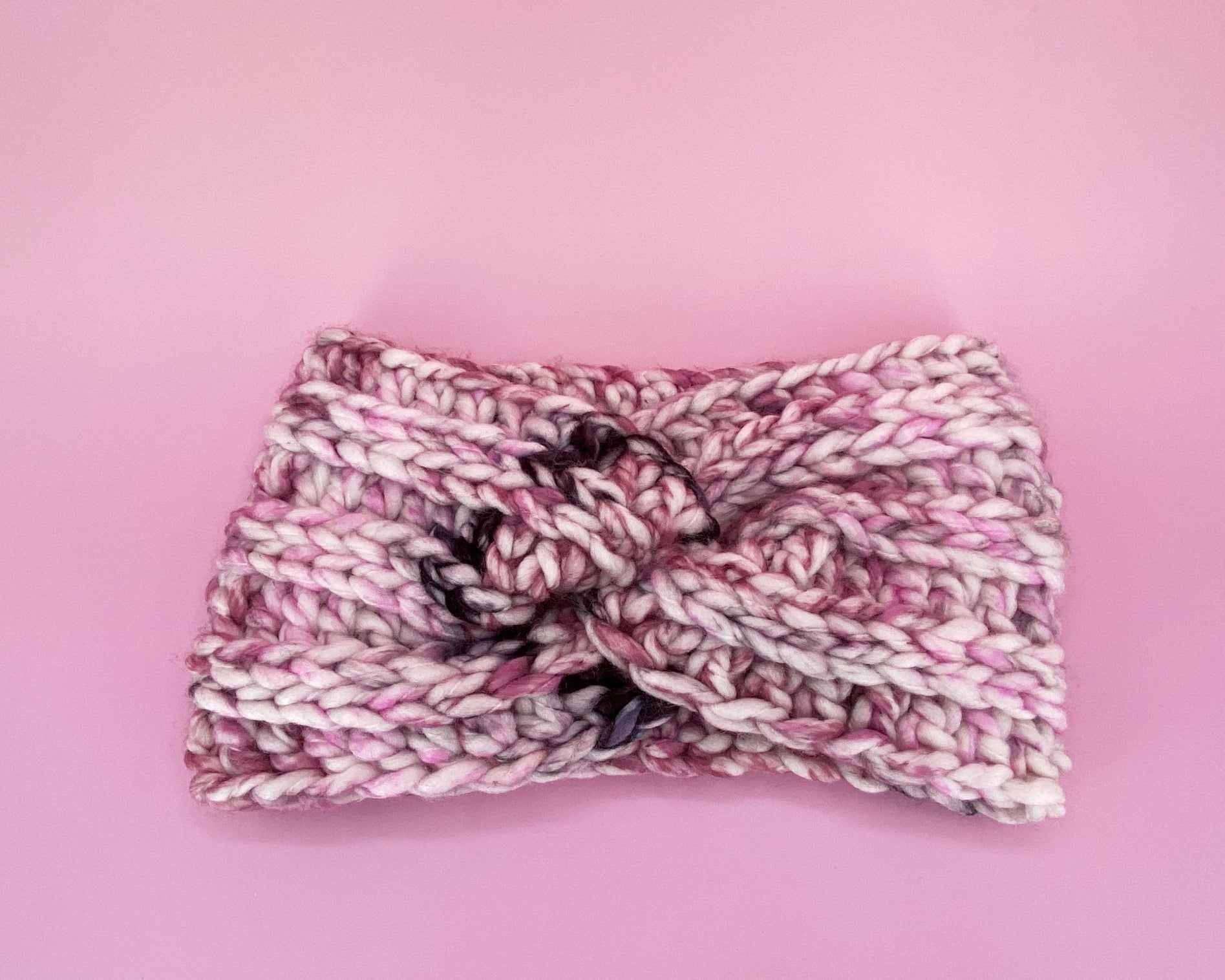 Chunky Pink Ear Warmer - Pearl Moon Creations