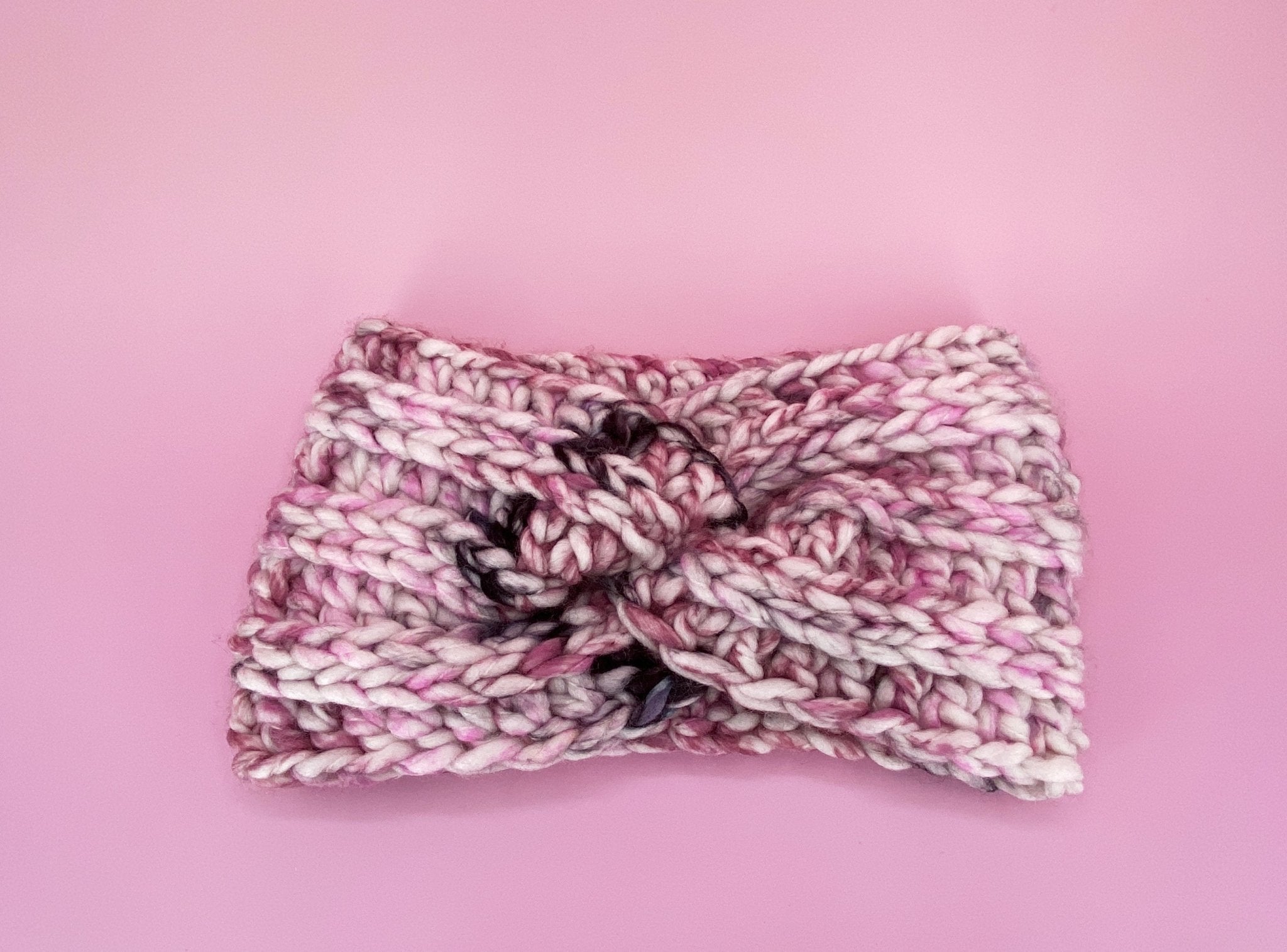 Chunky Pink Ear Warmer - Pearl Moon Creations