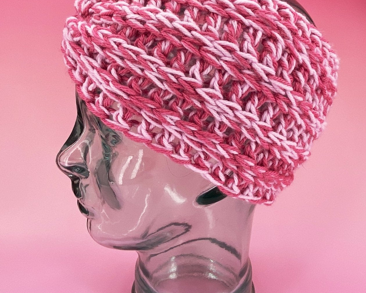 Chunky Pink Ear Warmer - Pearl Moon Creations
