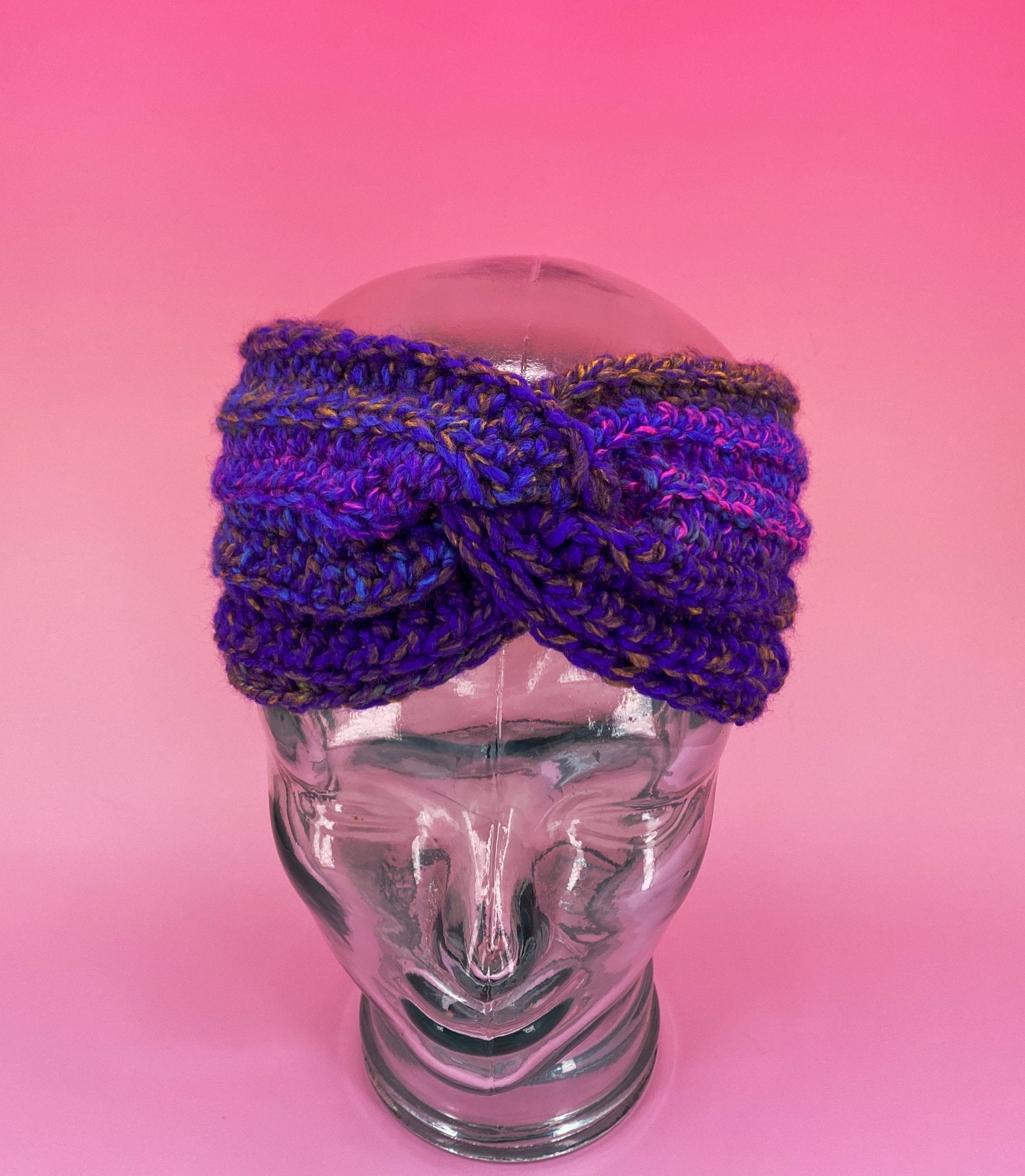 Chunky Purple Ear Warmer - Pearl Moon Creations