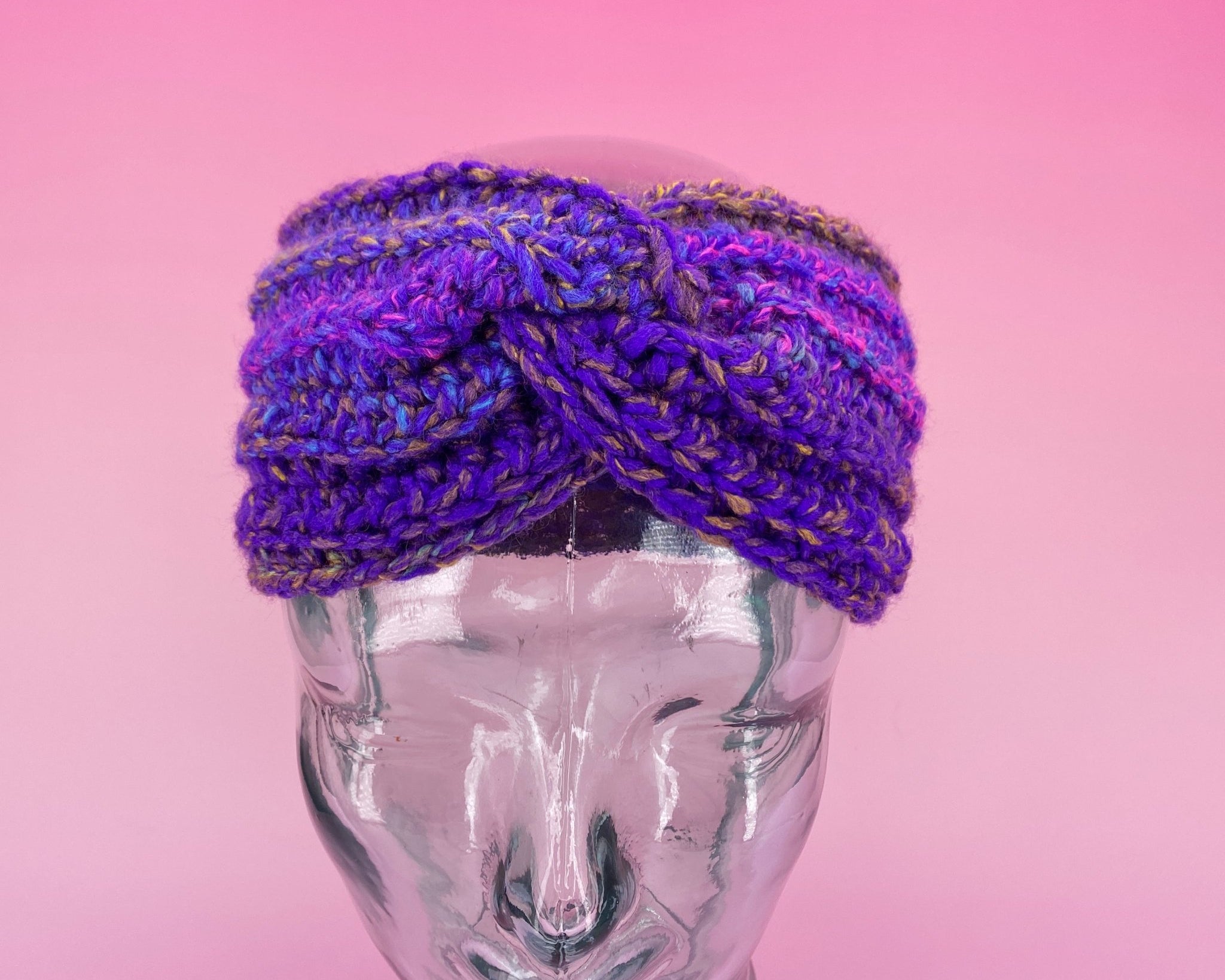 Chunky Purple Ear Warmer - Pearl Moon Creations
