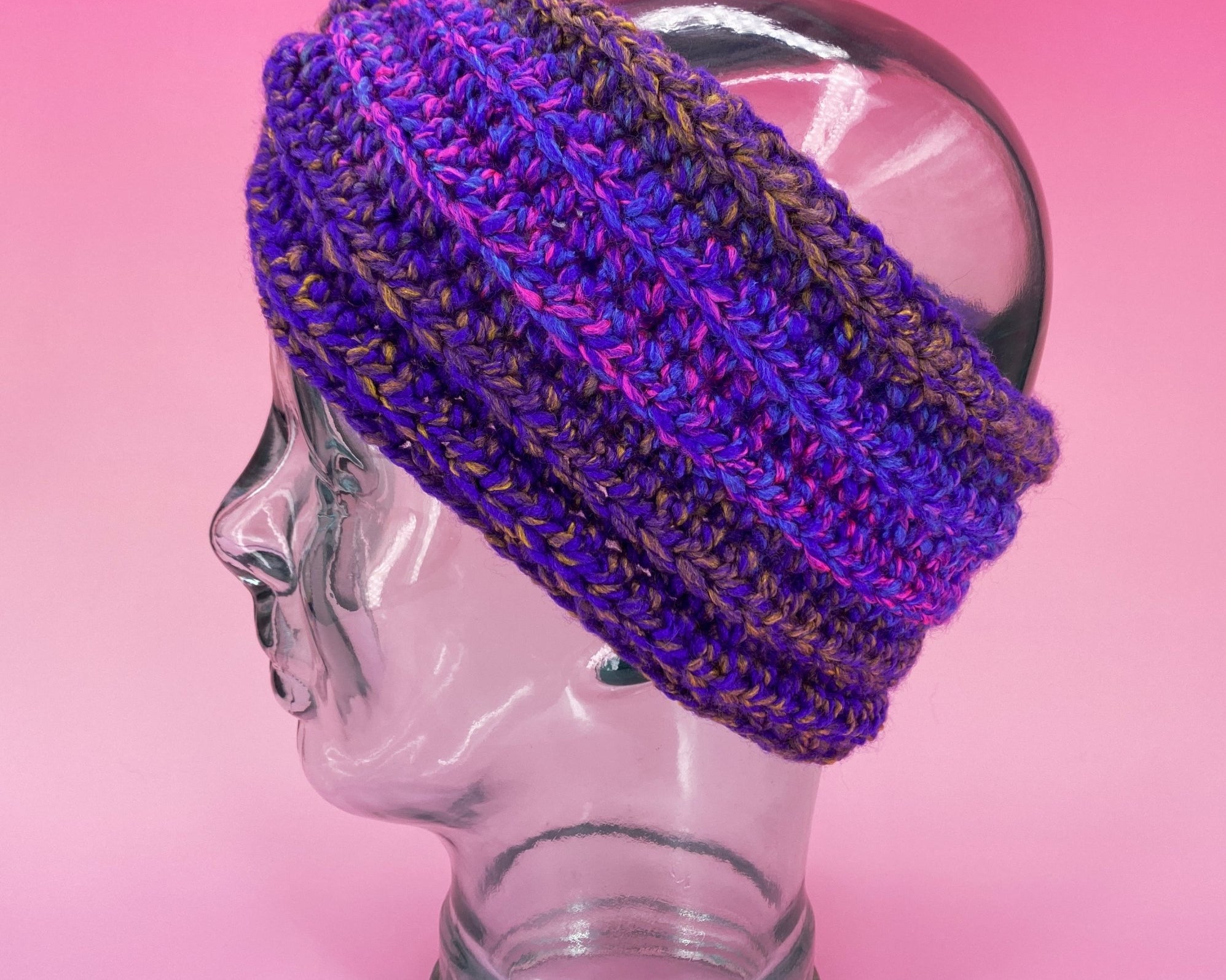 Chunky Purple Ear Warmer - Pearl Moon Creations