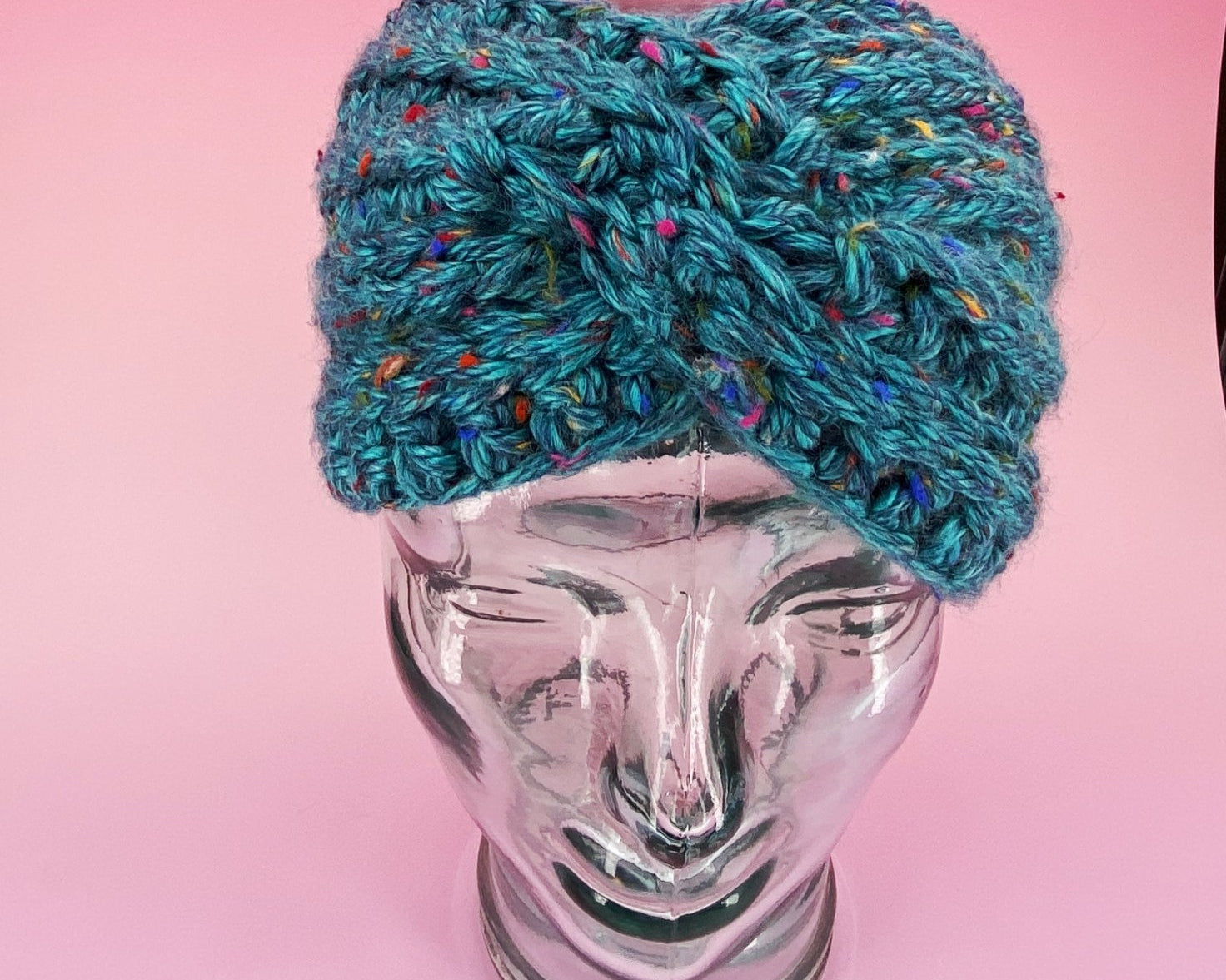 Chunky Teal Tweed Ear Warmer - Pearl Moon Creations