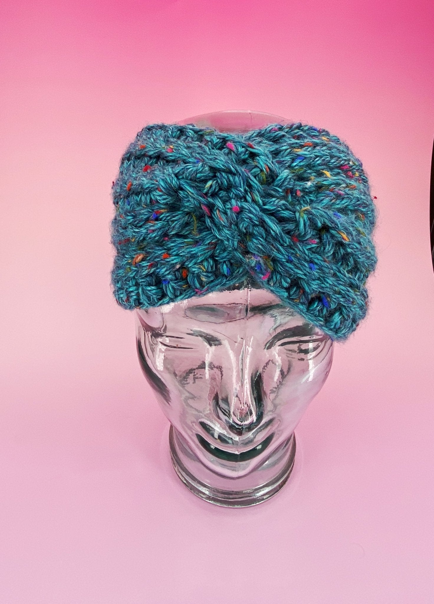 Chunky Teal Tweed Ear Warmer - Pearl Moon Creations