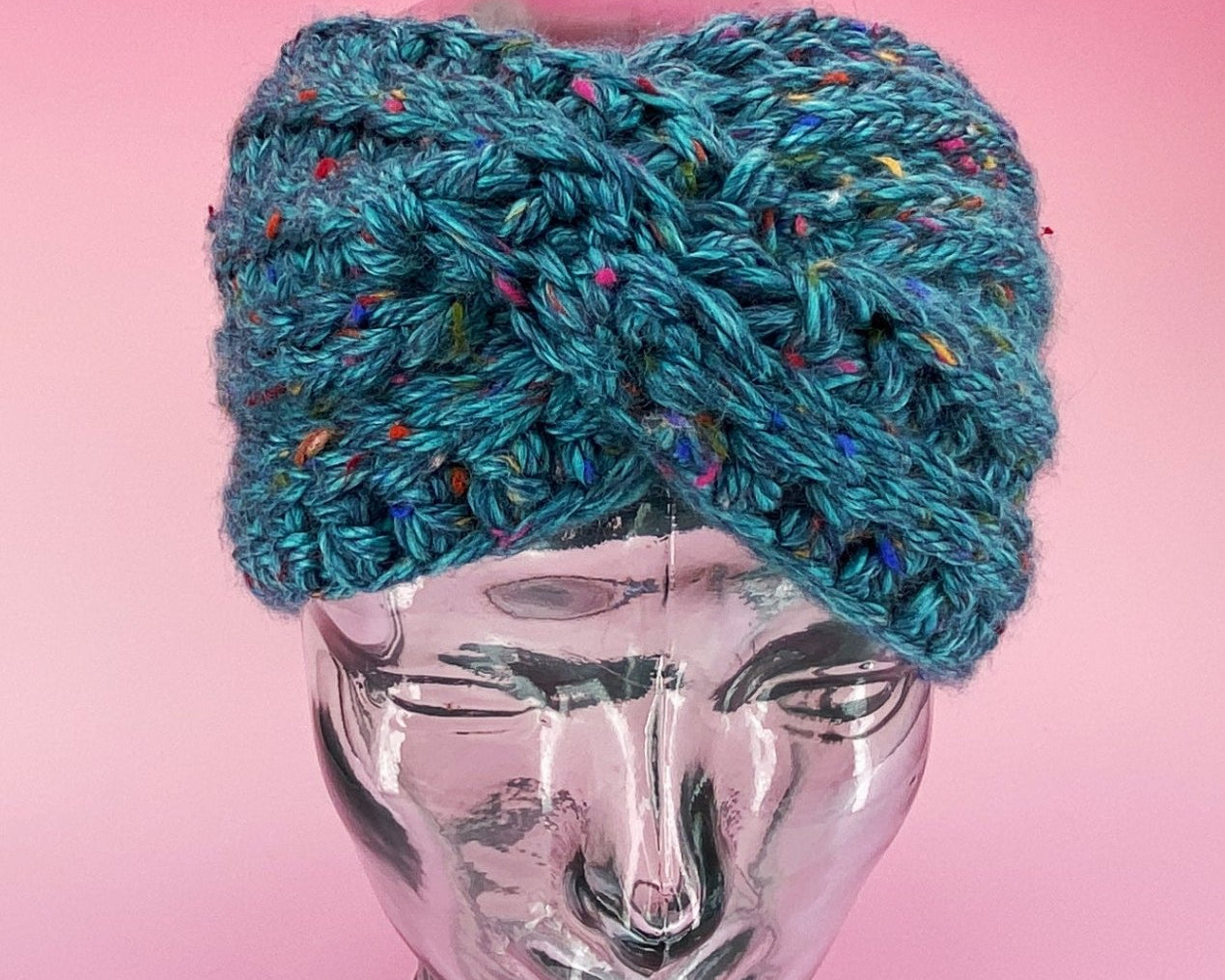 Chunky Teal Tweed Ear Warmer - Pearl Moon Creations