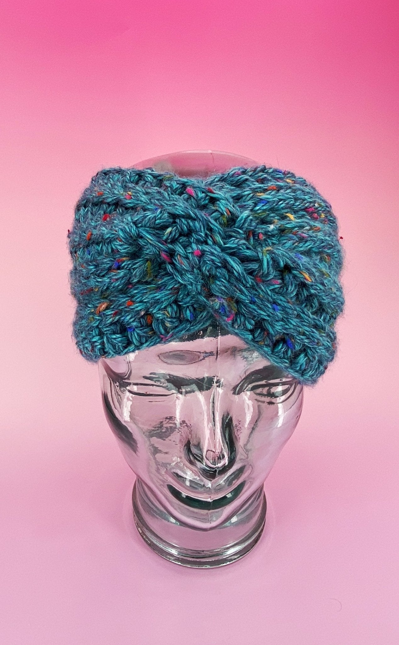Chunky Teal Tweed Ear Warmer - Pearl Moon Creations