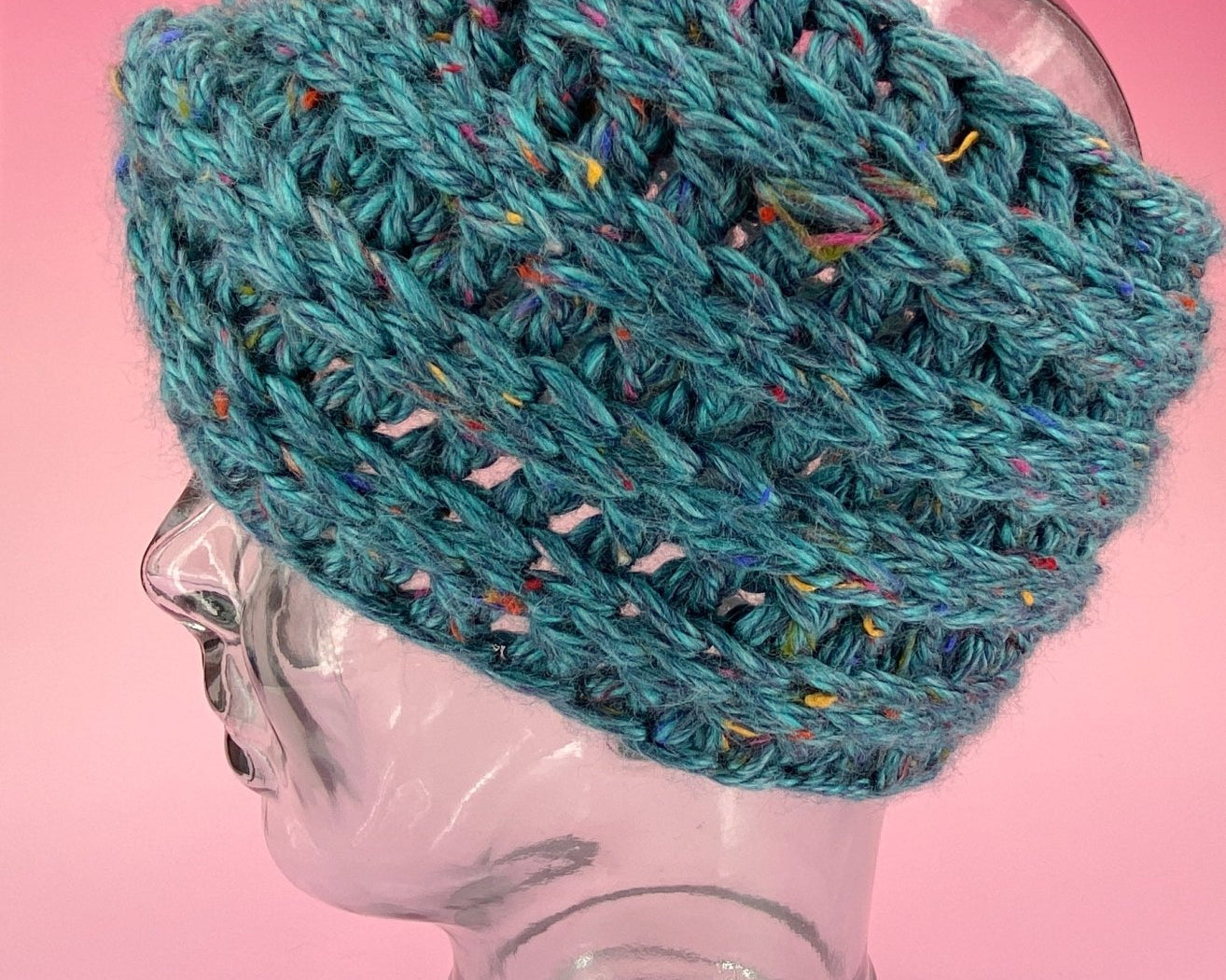 Chunky Teal Tweed Ear Warmer - Pearl Moon Creations