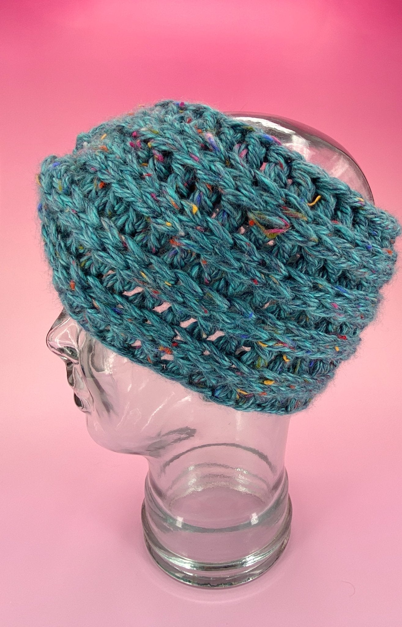 Chunky Teal Tweed Ear Warmer - Pearl Moon Creations