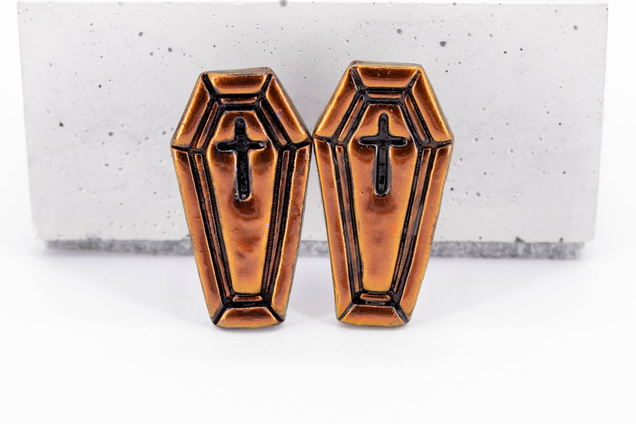 Coffin Stud Earrings - Pearl Moon Creations