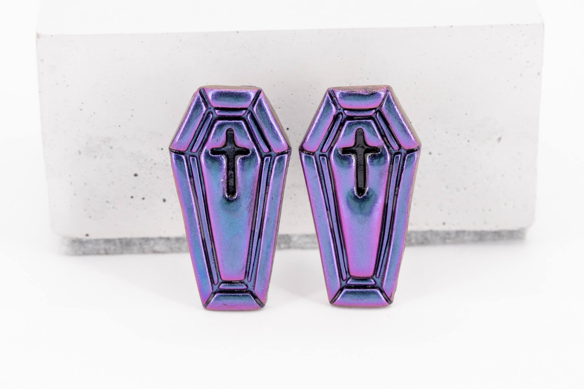 Coffin Stud Earrings - Pearl Moon Creations