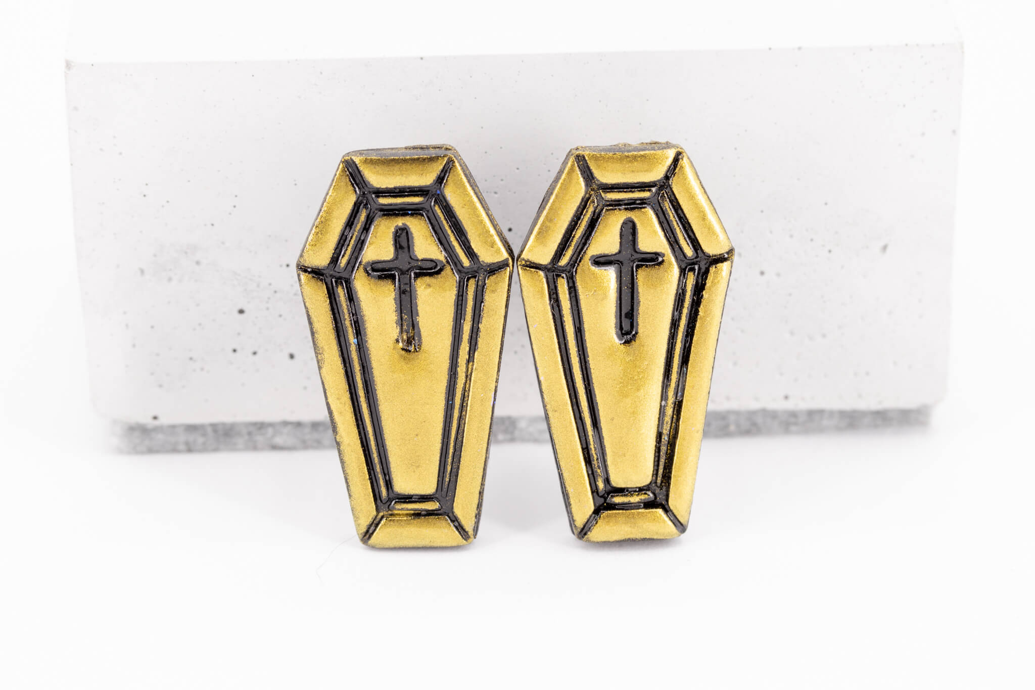 Coffin Stud Earrings - Pearl Moon Creations