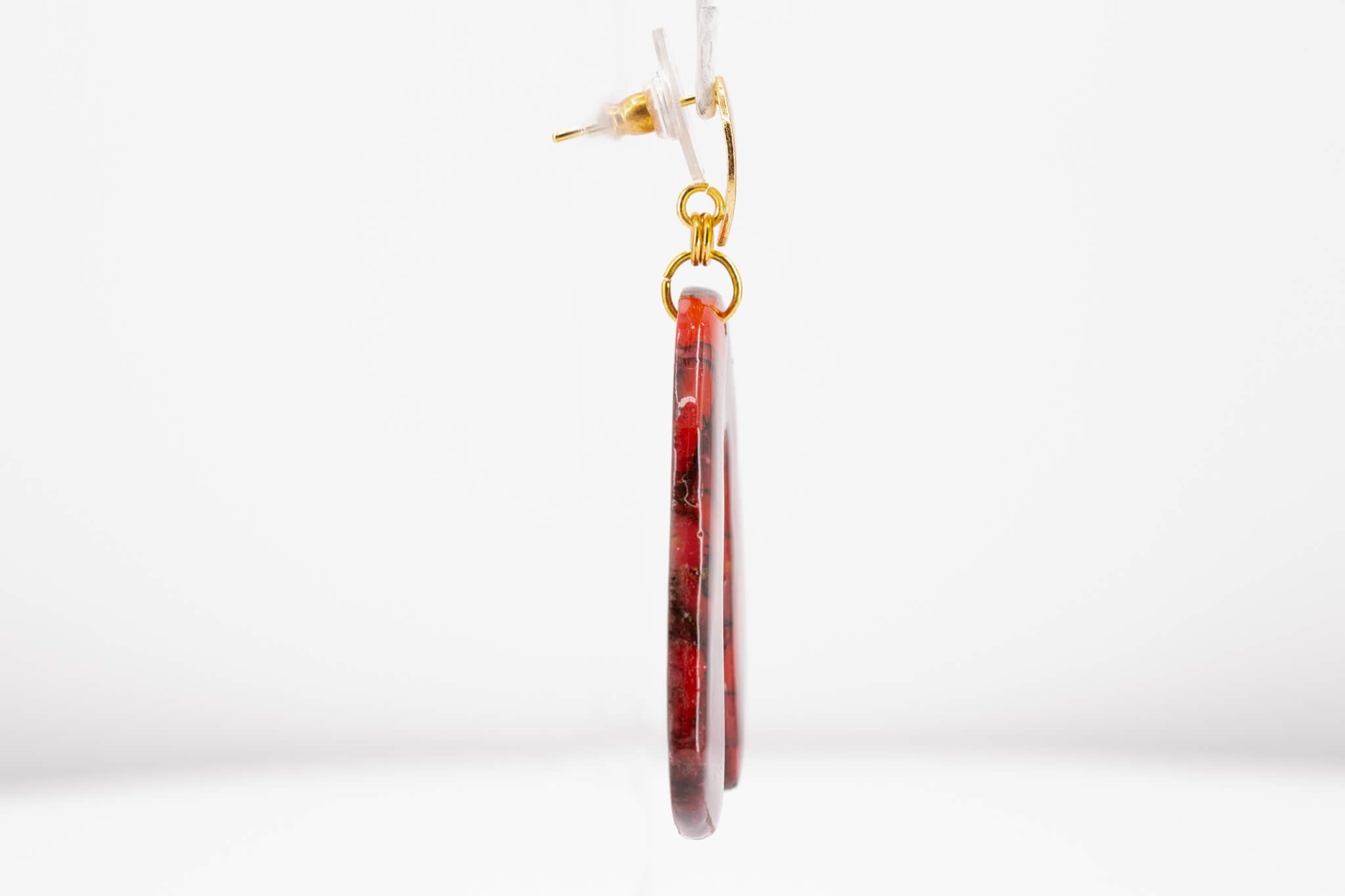 Crimson Stone Arch Earrings - Pearl Moon Creations