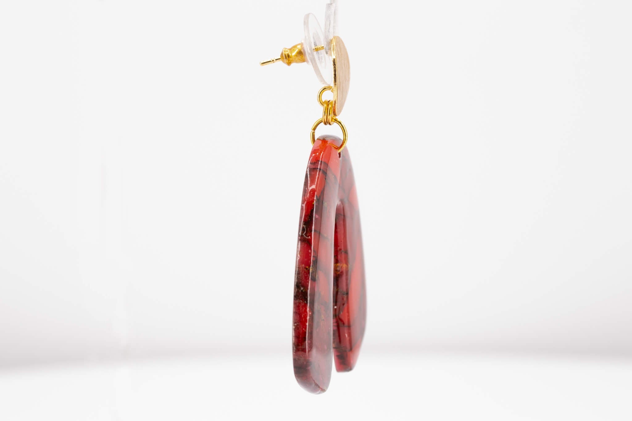 Crimson Stone Arch Earrings - Pearl Moon Creations