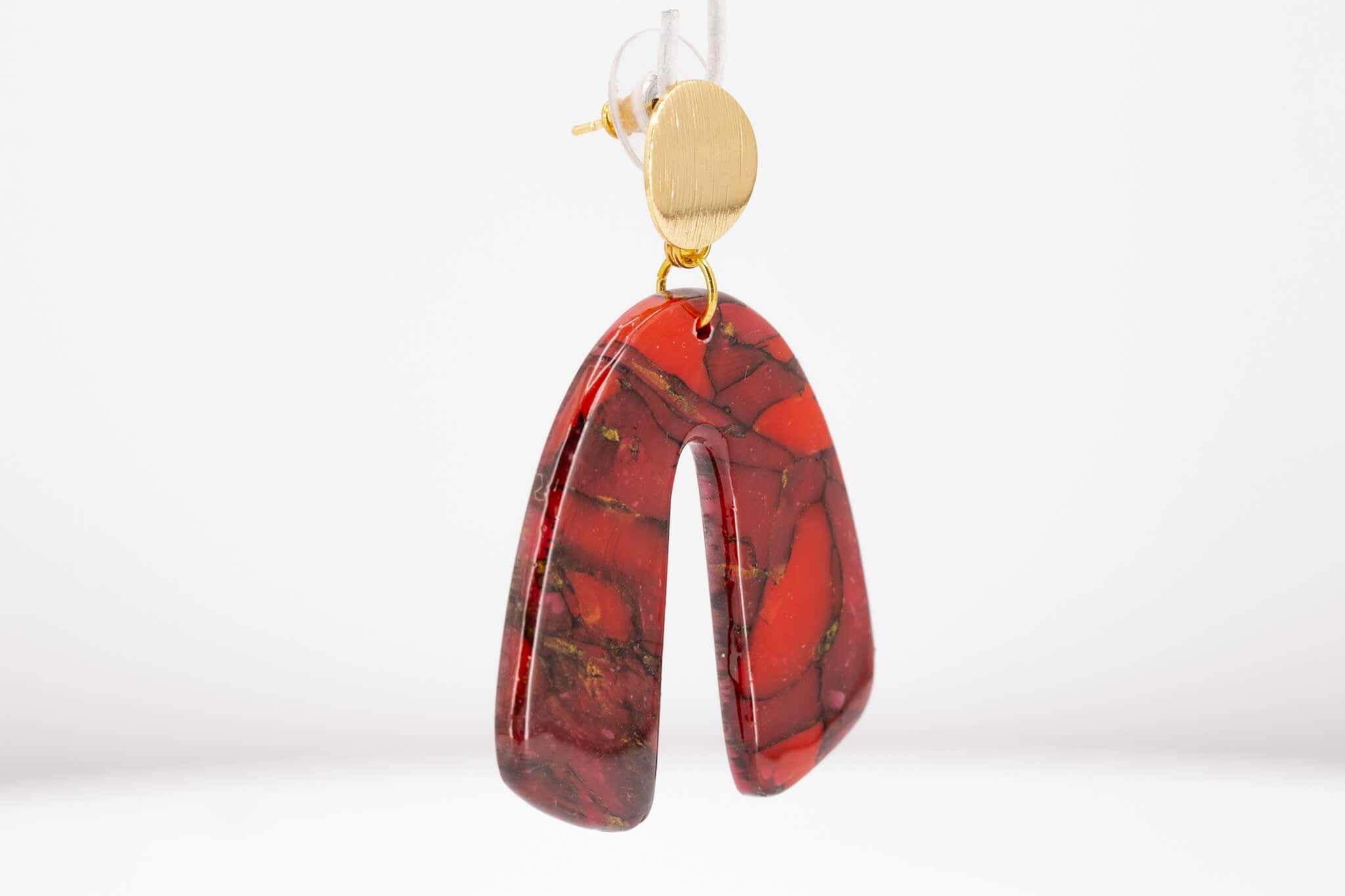 Crimson Stone Arch Earrings - Pearl Moon Creations