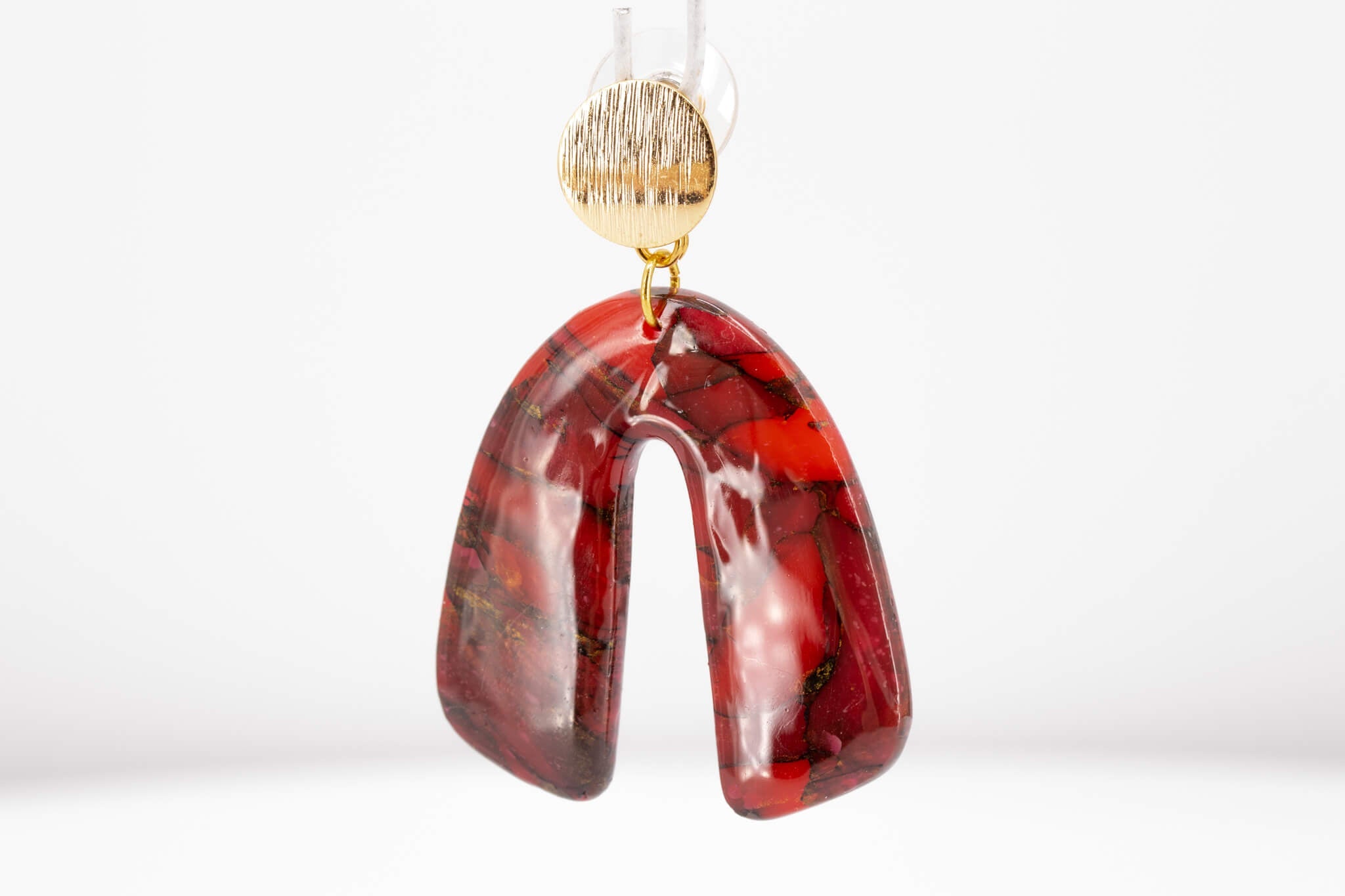 Crimson Stone Arch Earrings - Pearl Moon Creations