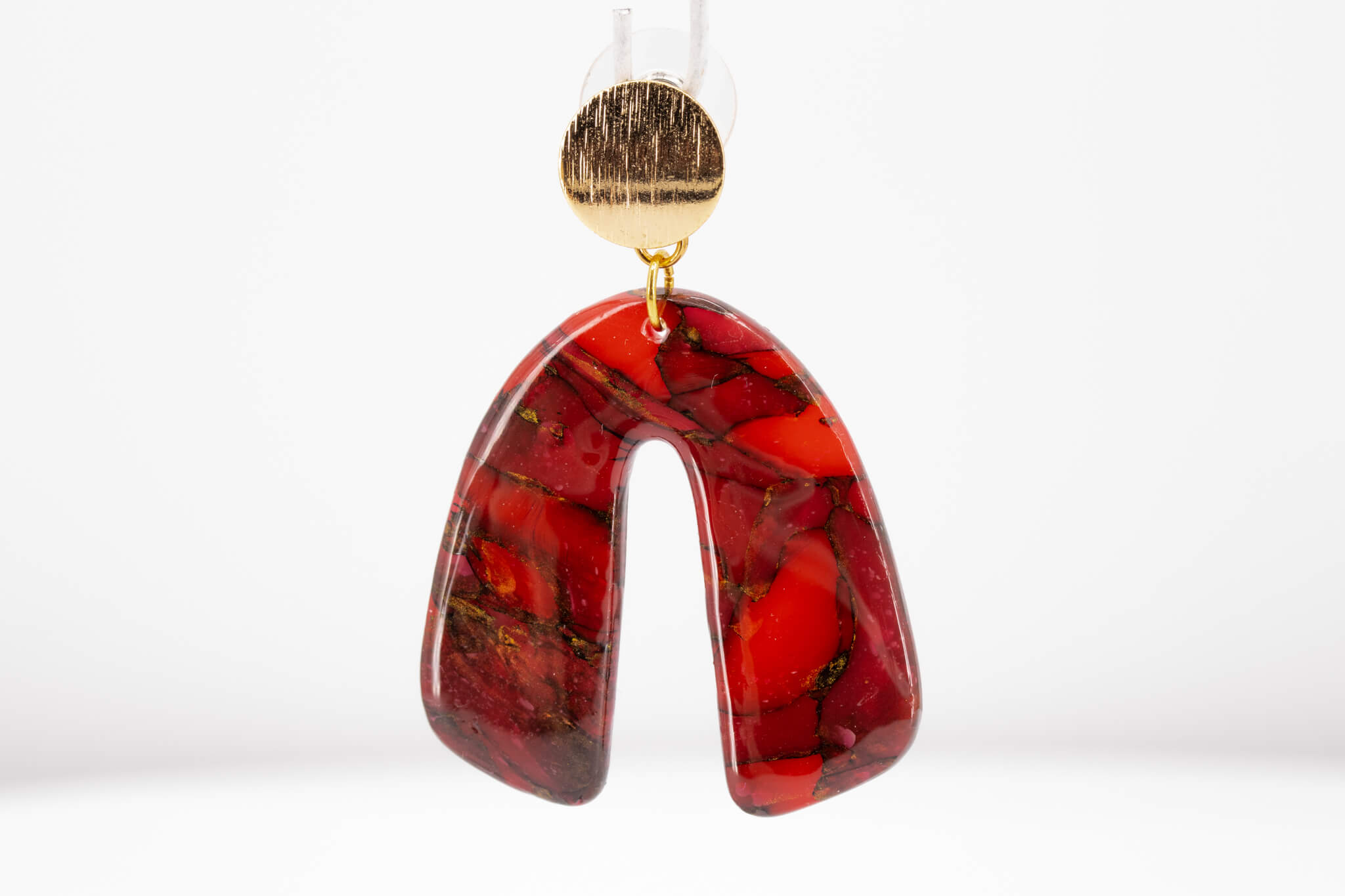 Crimson Stone Arch Earrings - Pearl Moon Creations