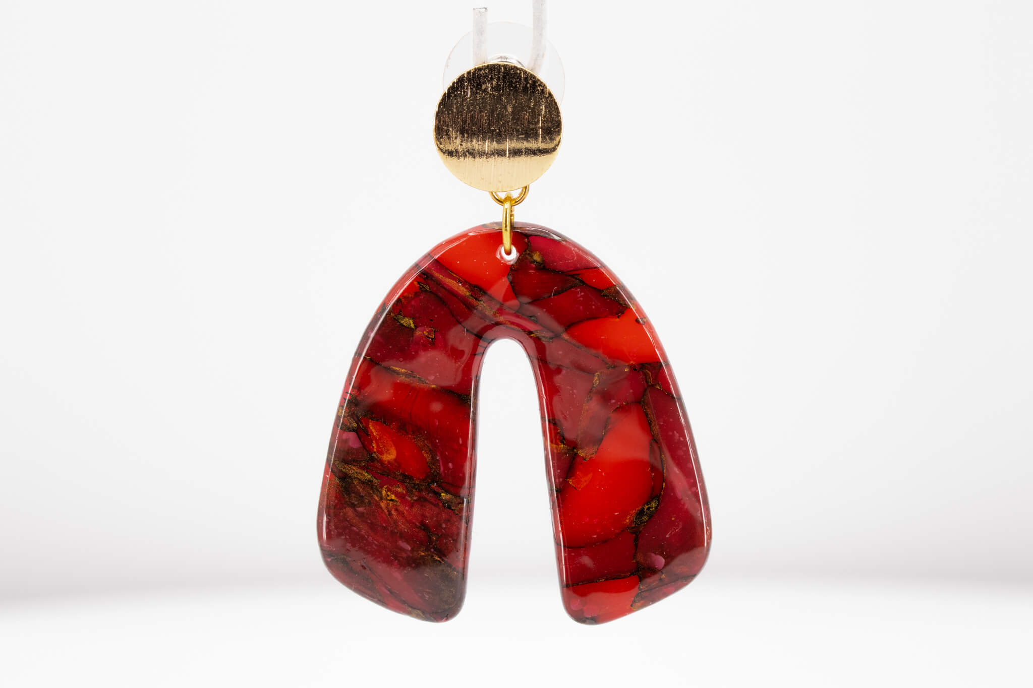 Crimson Stone Arch Earrings - Pearl Moon Creations