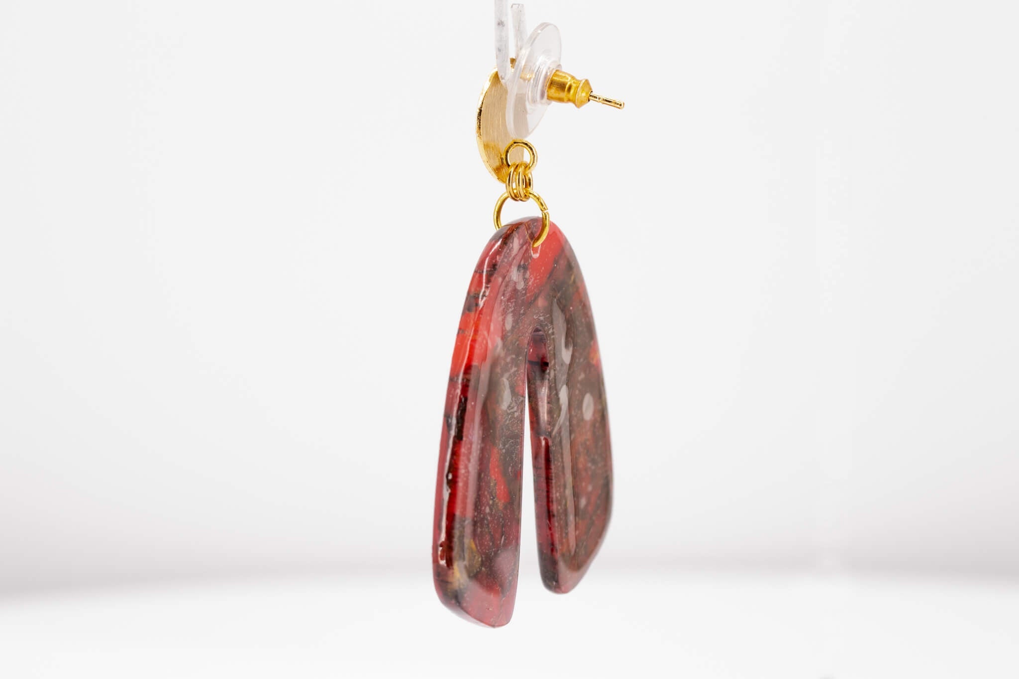 Crimson Stone Arch Earrings - Pearl Moon Creations