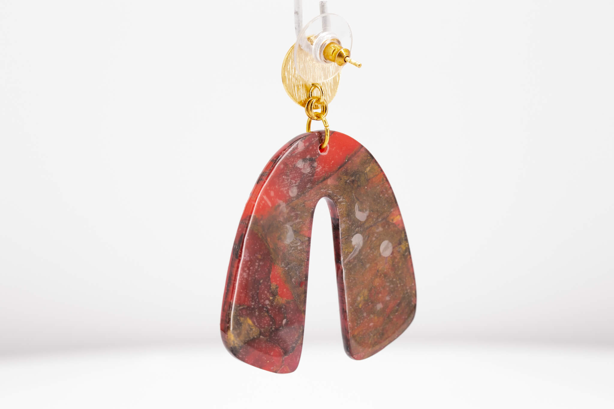 Crimson Stone Arch Earrings - Pearl Moon Creations