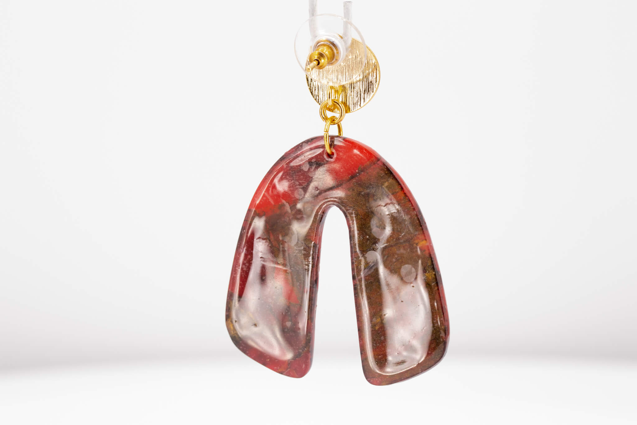 Crimson Stone Arch Earrings - Pearl Moon Creations