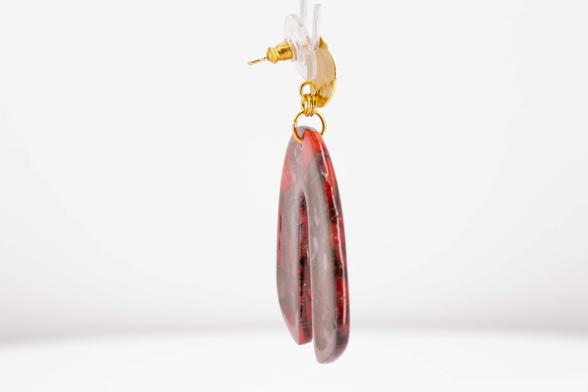 Crimson Stone Arch Earrings - Pearl Moon Creations