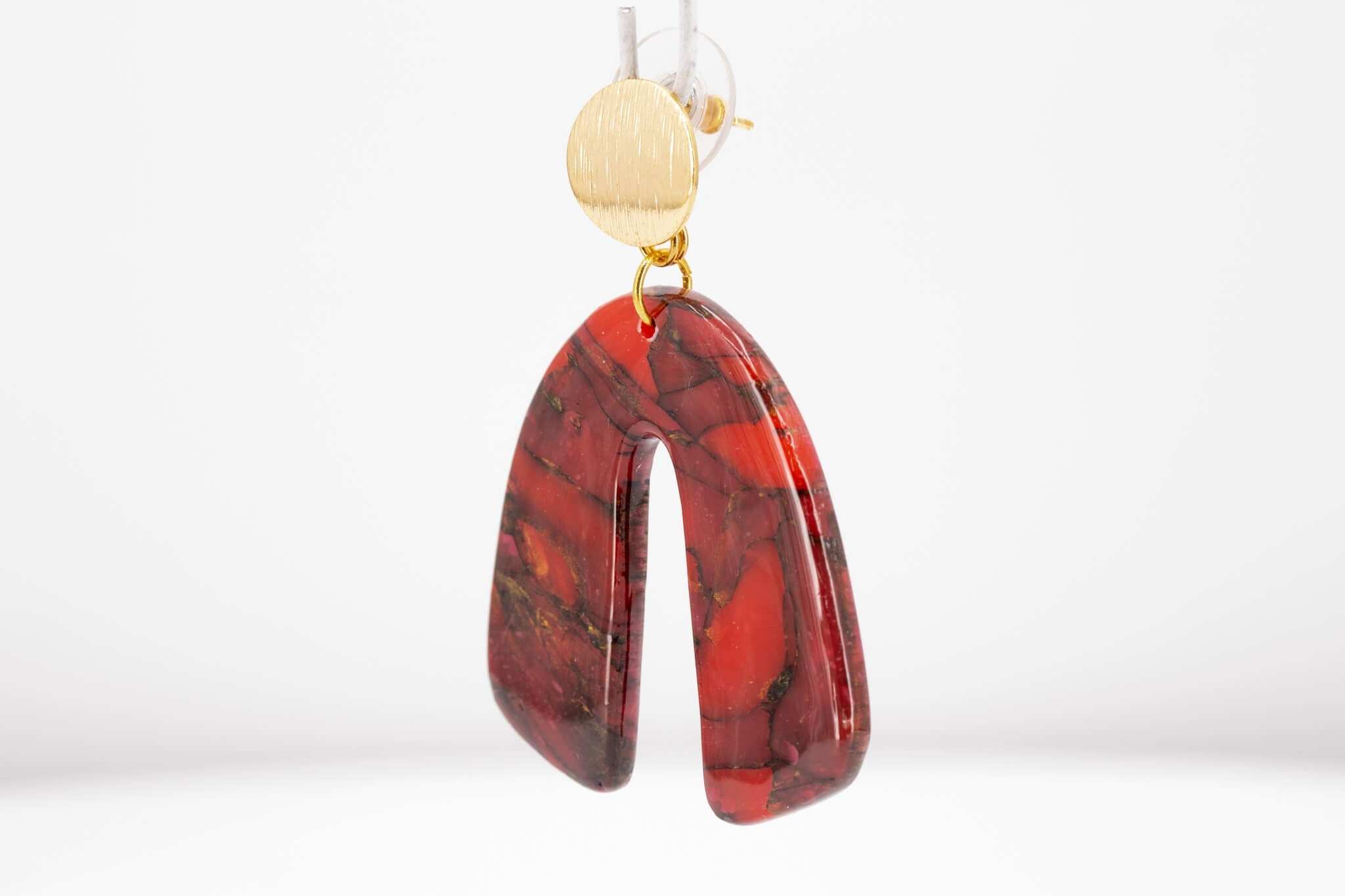 Crimson Stone Arch Earrings - Pearl Moon Creations