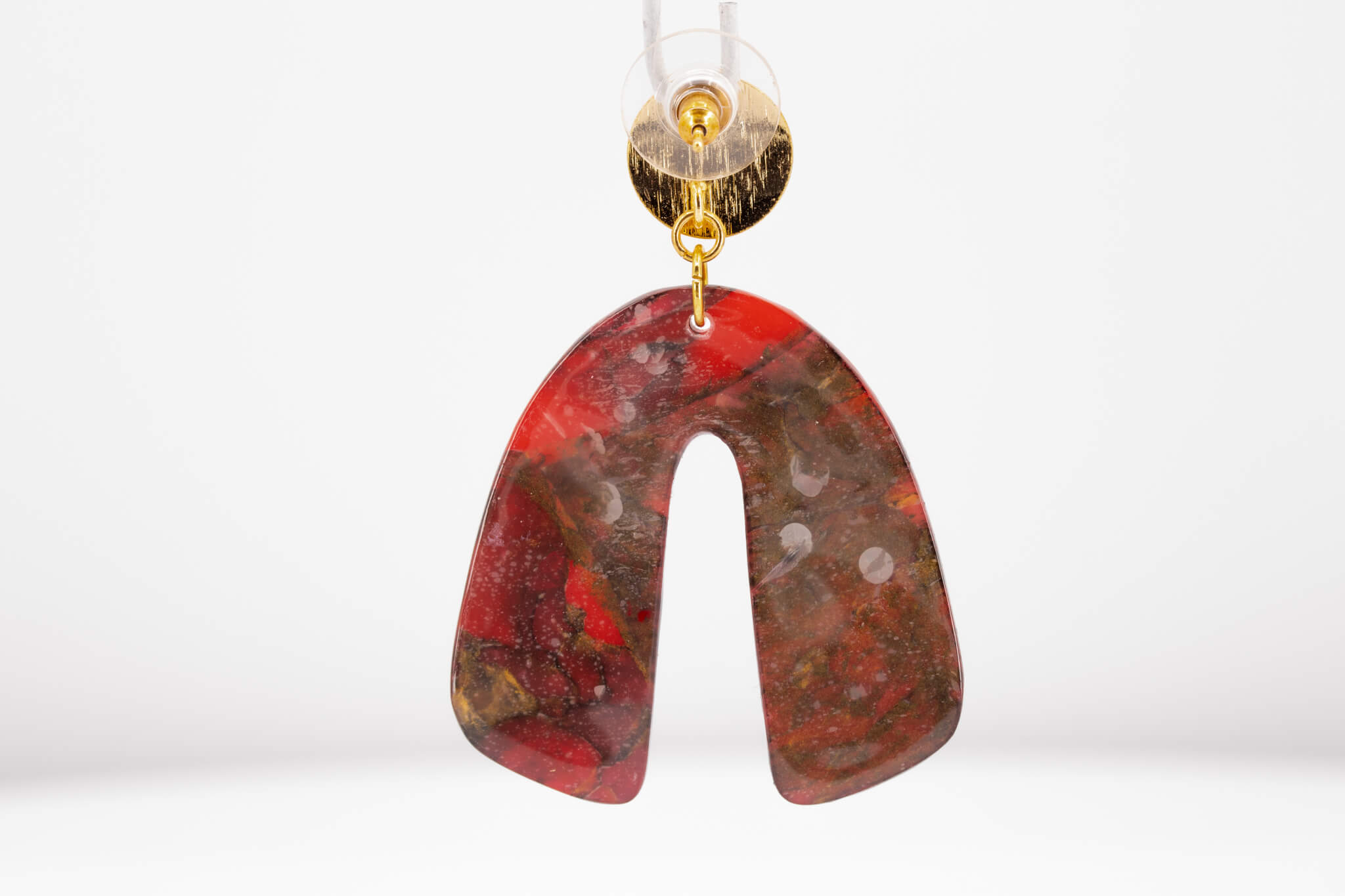 Crimson Stone Arch Earrings - Pearl Moon Creations