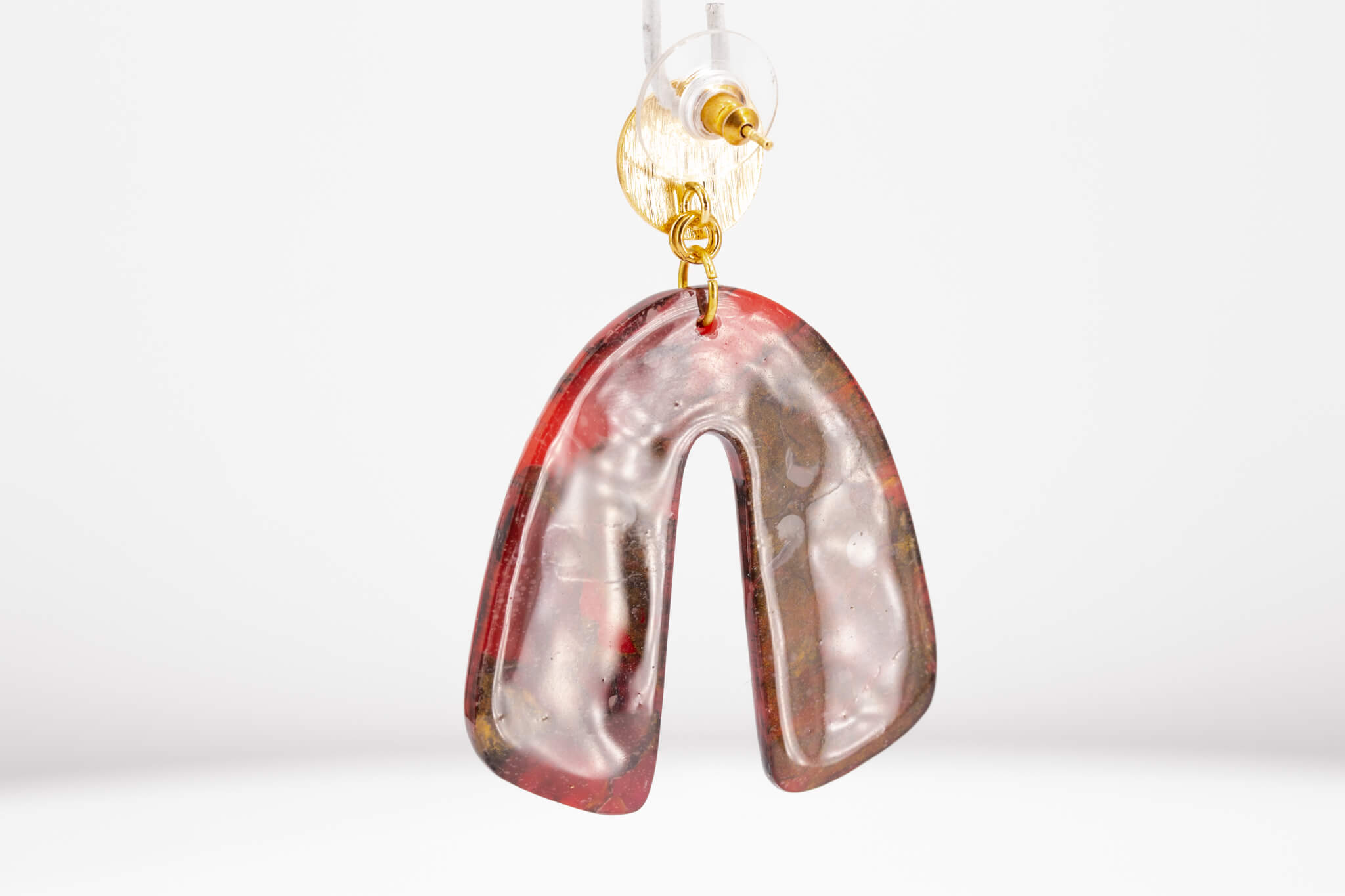 Crimson Stone Arch Earrings - Pearl Moon Creations