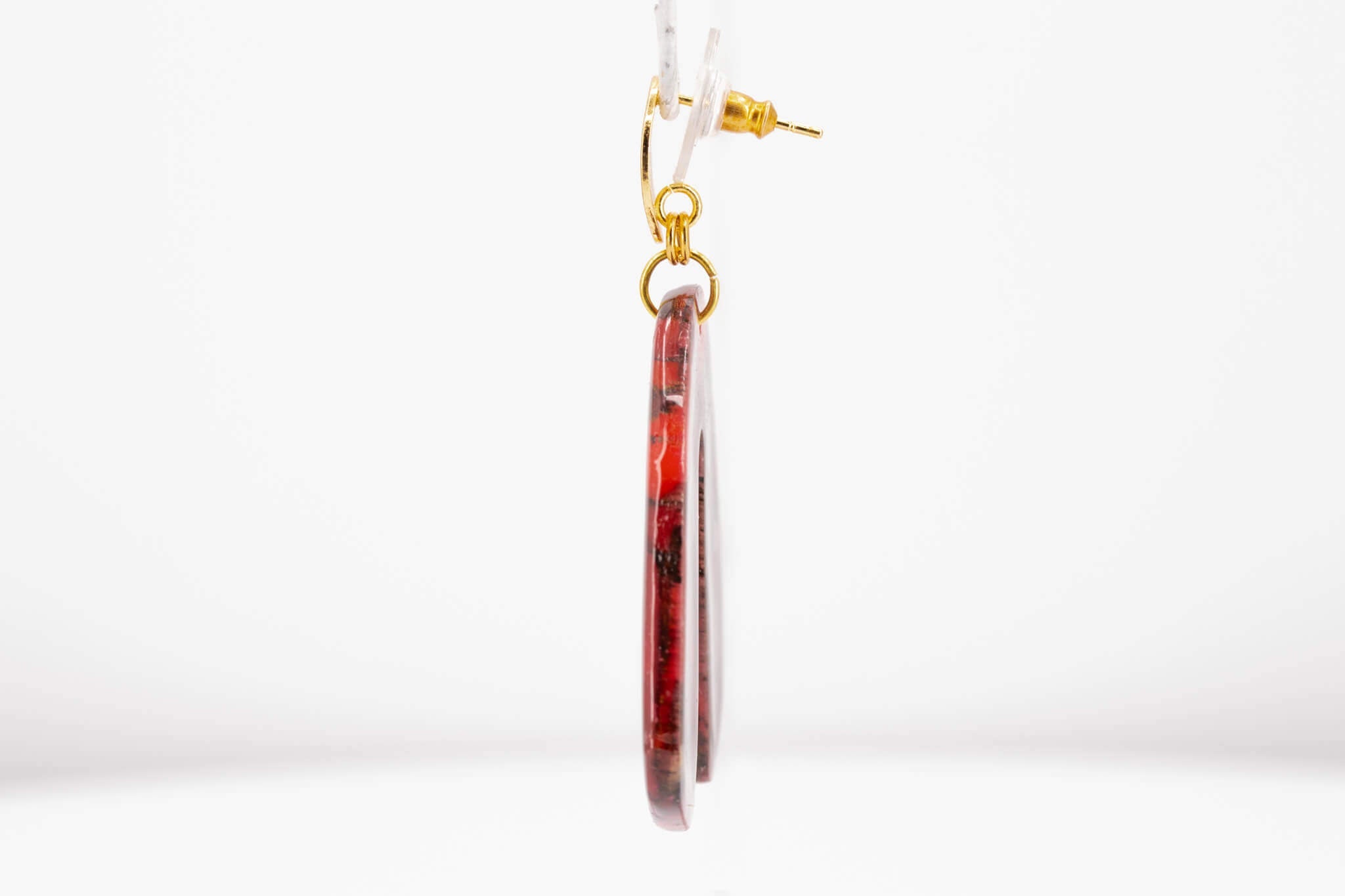 Crimson Stone Arch Earrings - Pearl Moon Creations