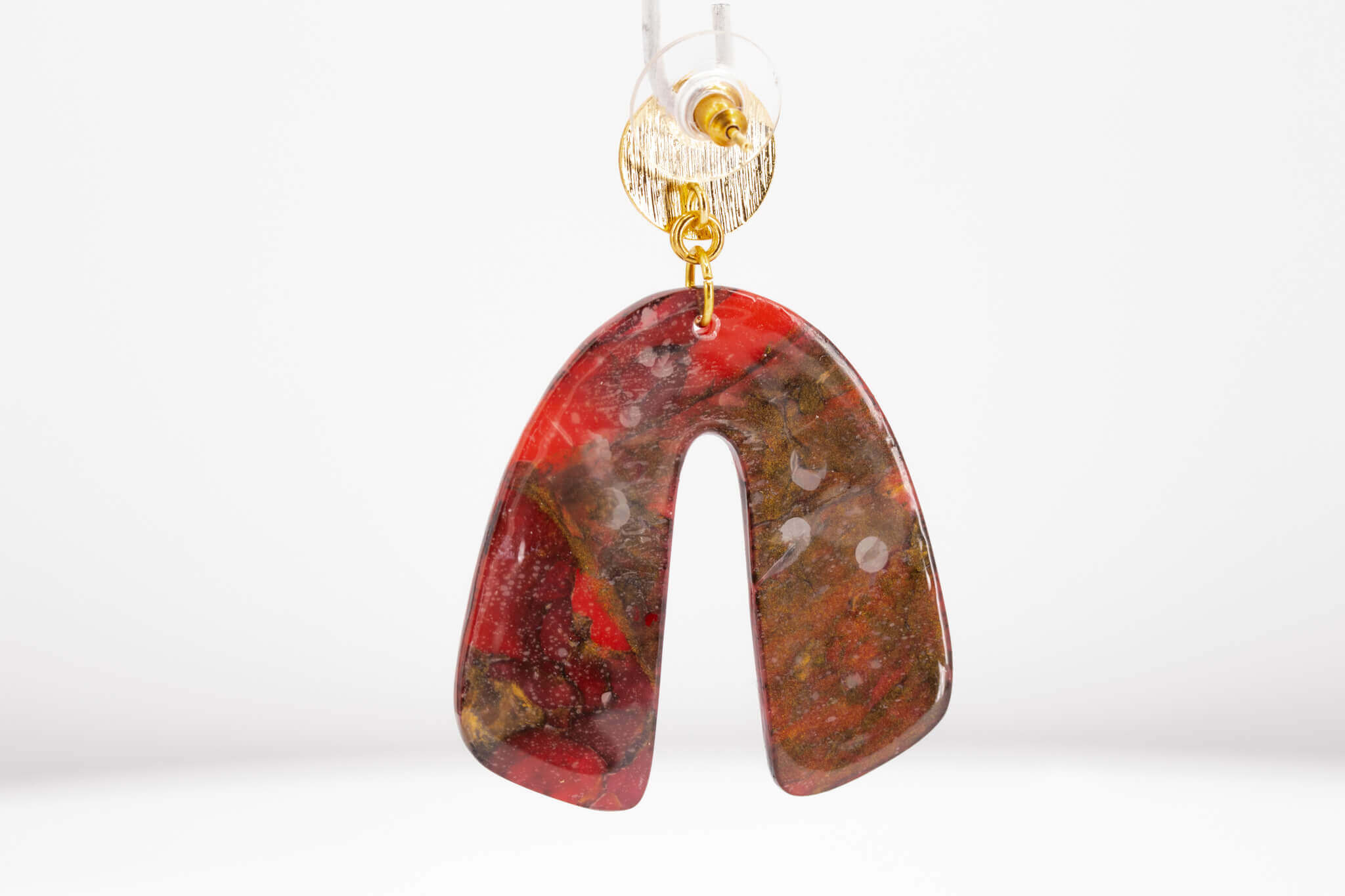 Crimson Stone Arch Earrings - Pearl Moon Creations