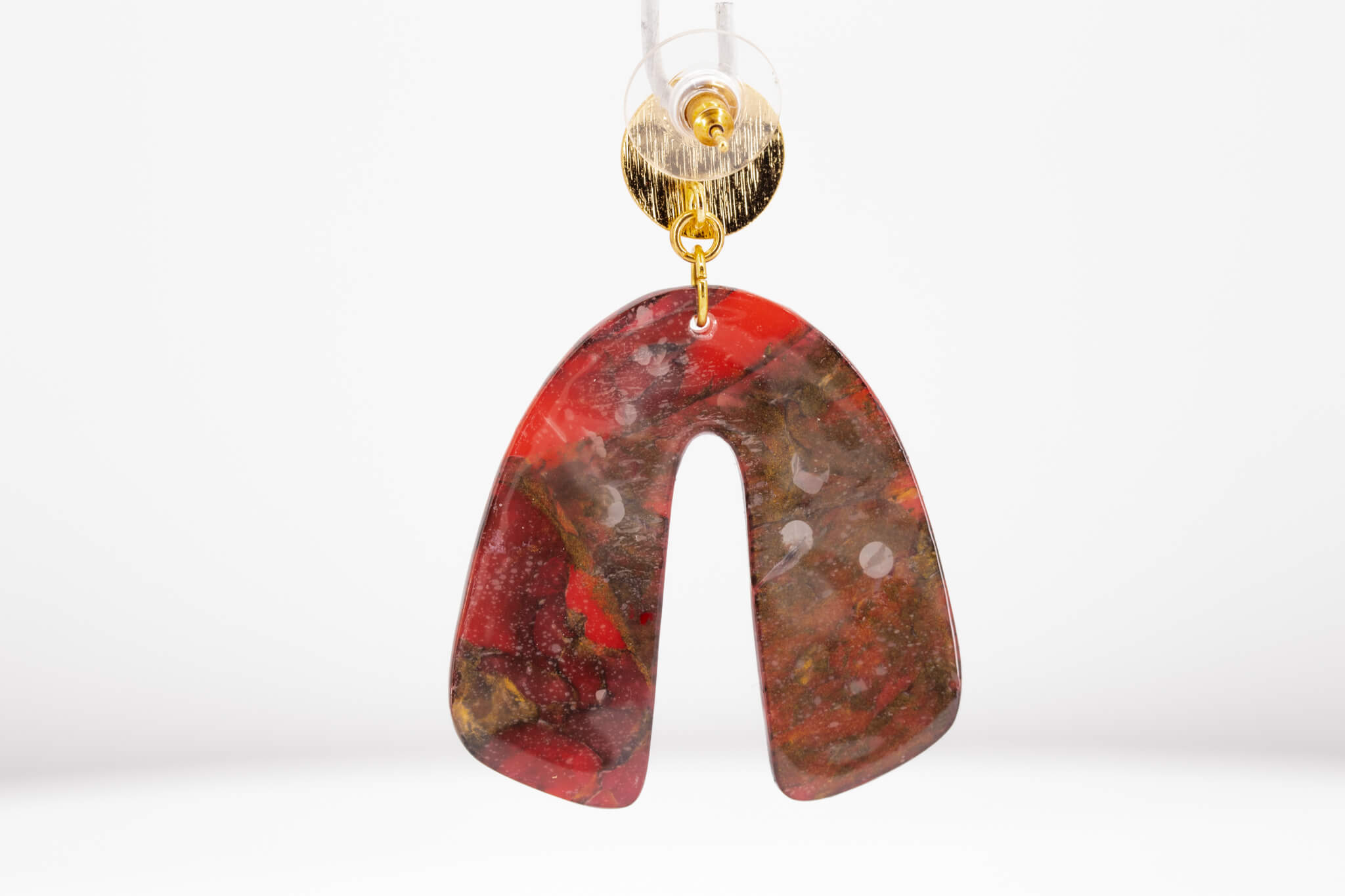 Crimson Stone Arch Earrings - Pearl Moon Creations