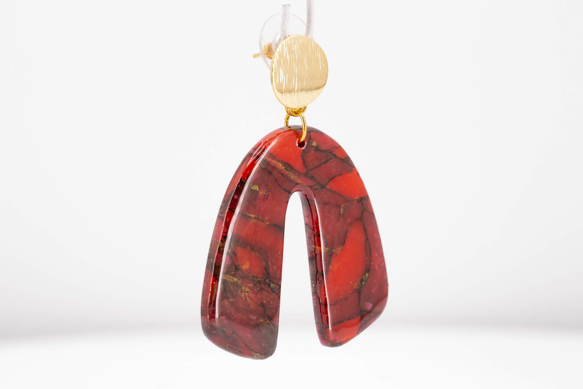 Crimson Stone Arch Earrings - Pearl Moon Creations